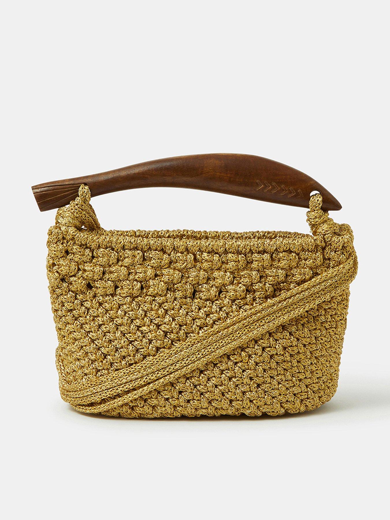 front image of accessorize-fish-handle-woven-crossbody-bag