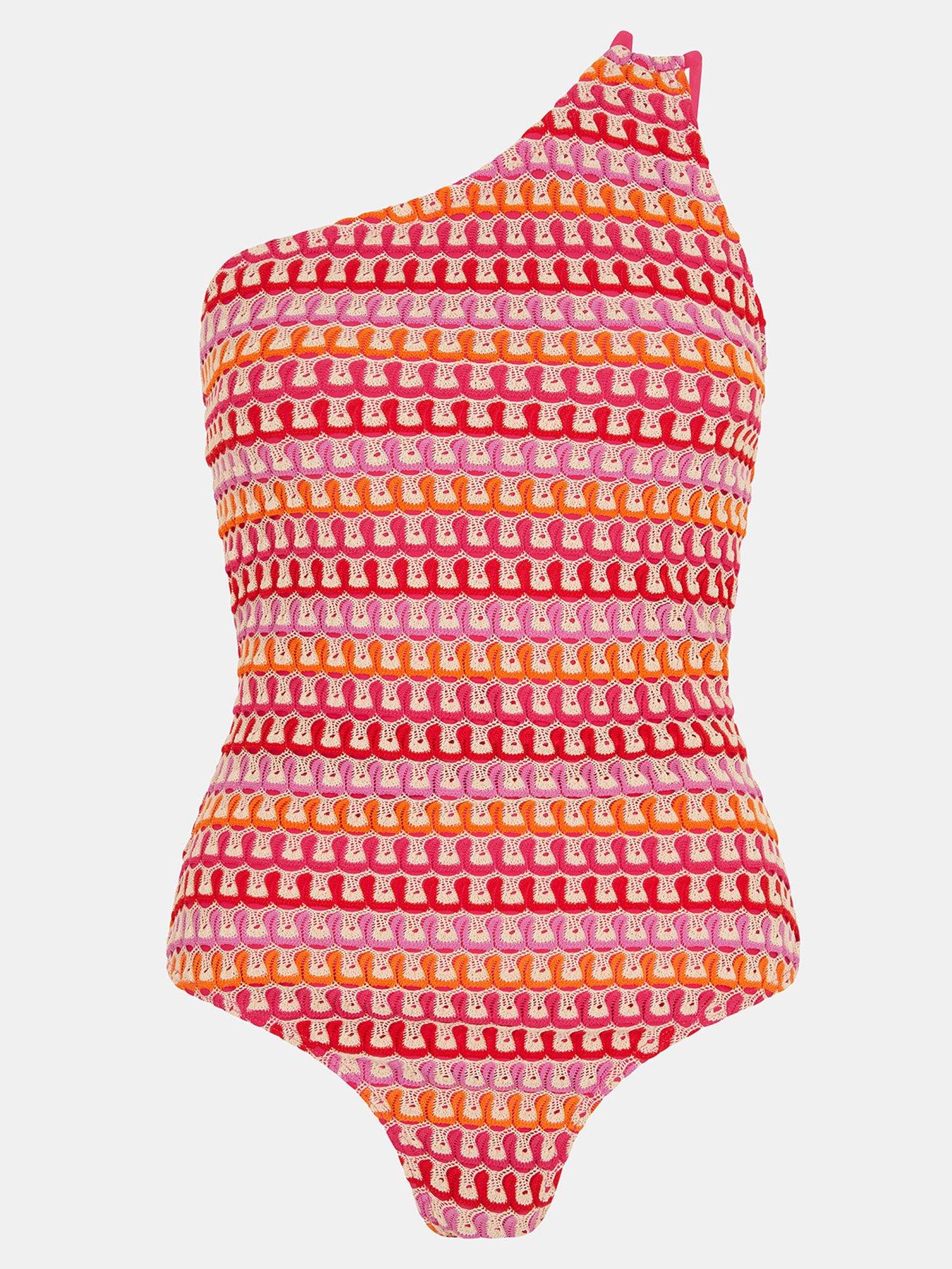  image of accessorize-one-shoulder-crochet-swimsuit