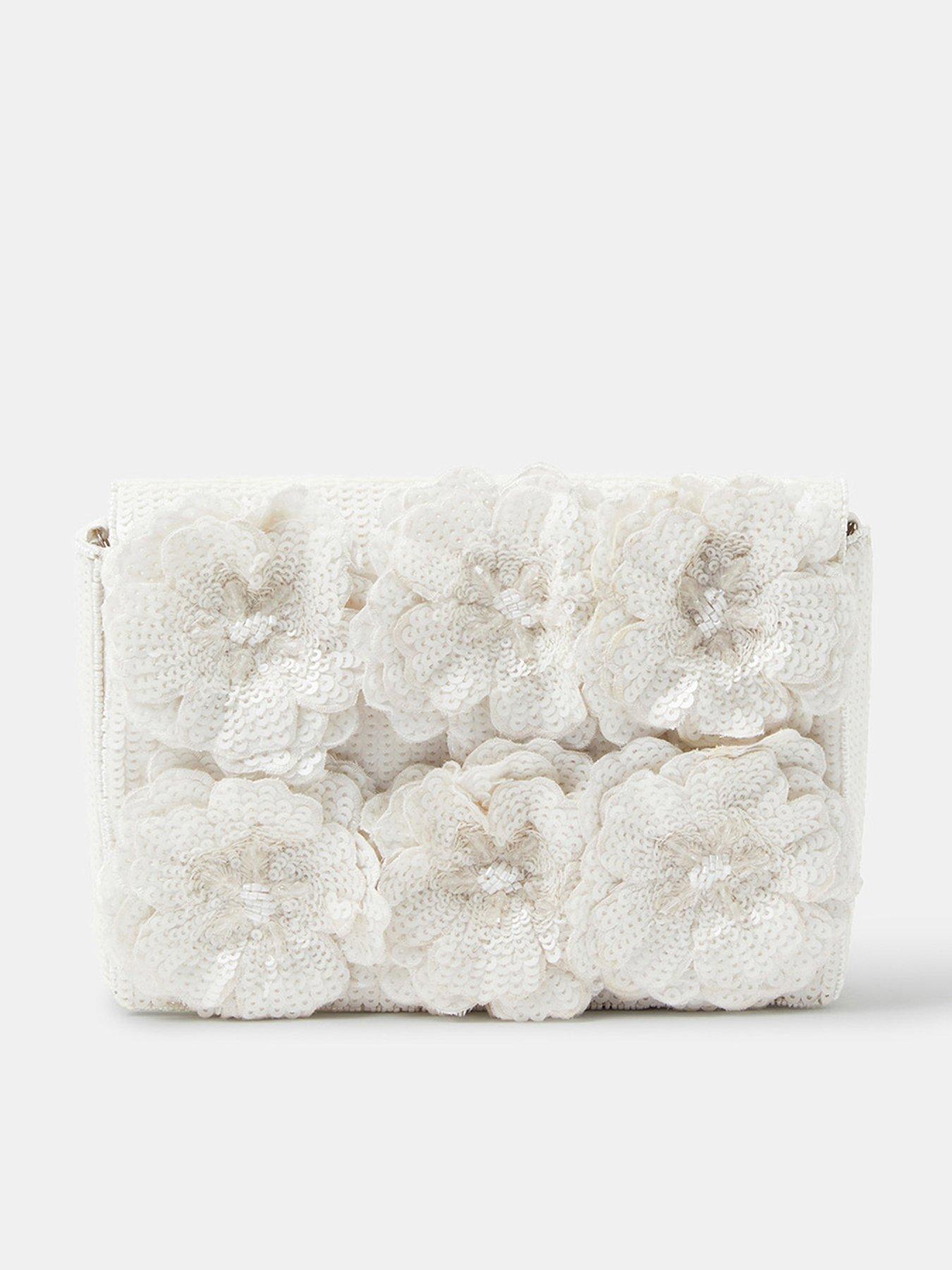 Image 1 of 4 of Accessorize 3d Sequin Flower Clutch Bag