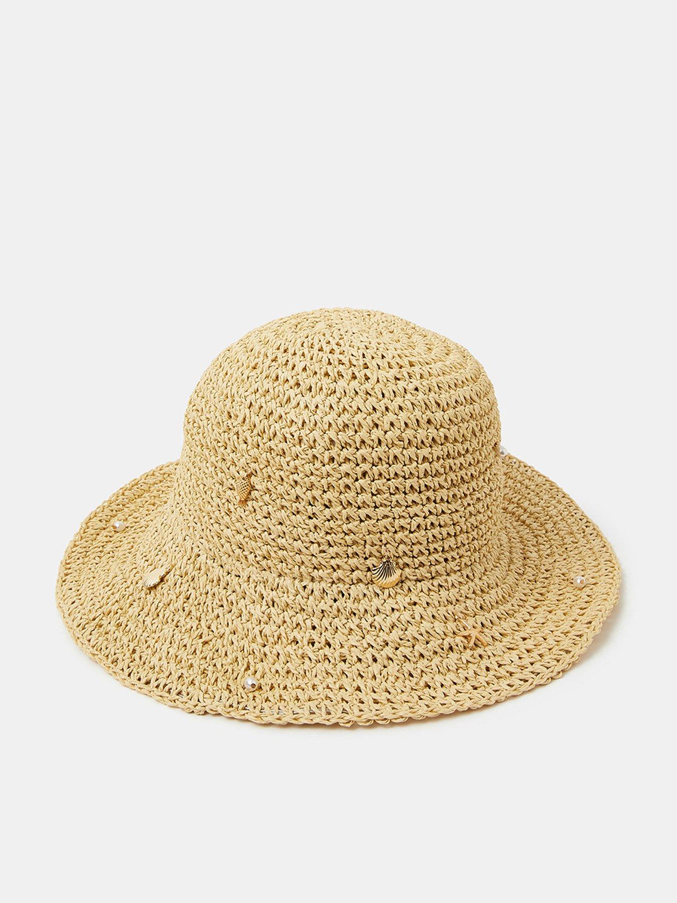 Image 1 of 3 of Accessorize Charm Straw Bucket Hat