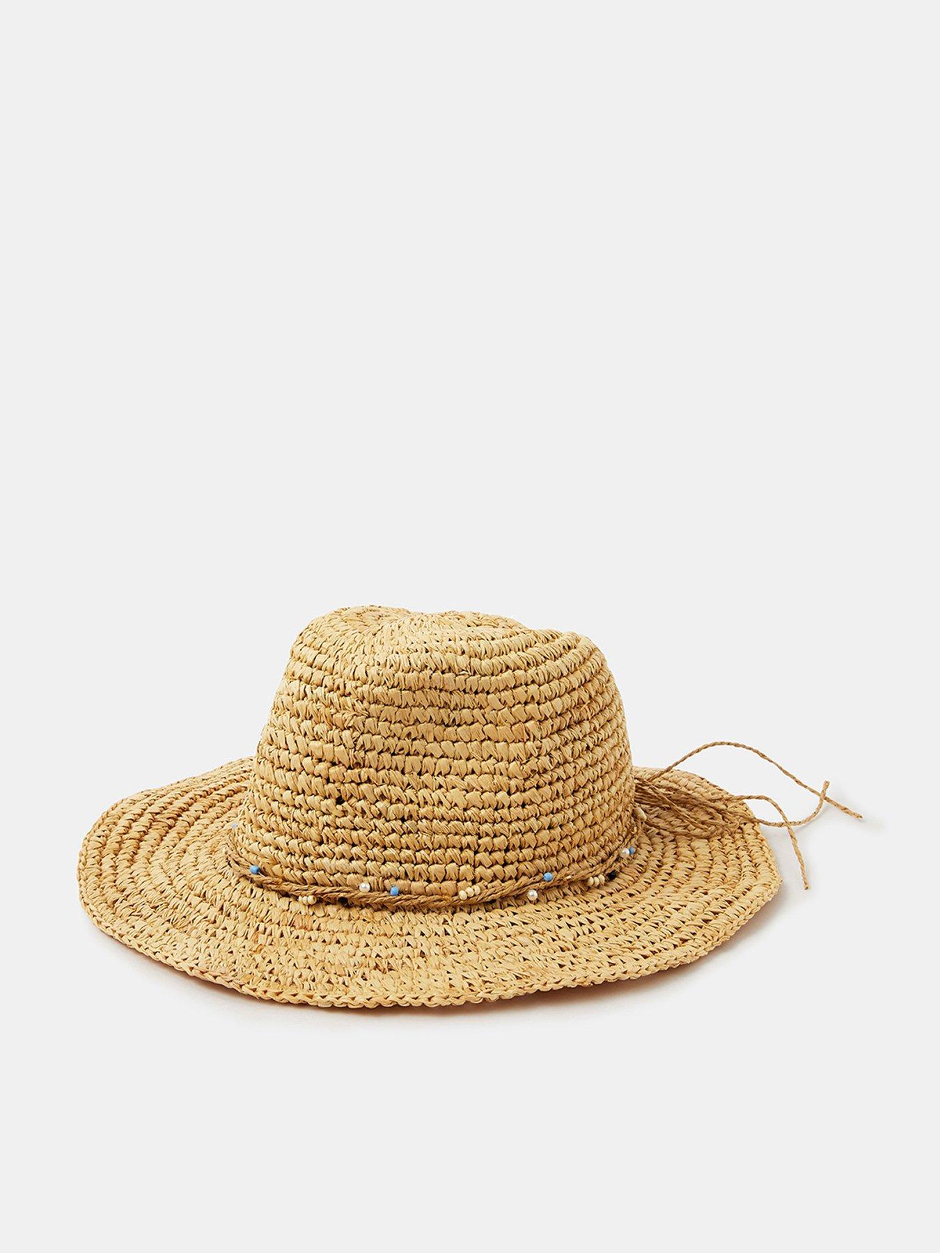 Accessorize Beaded Trim Woven Hat