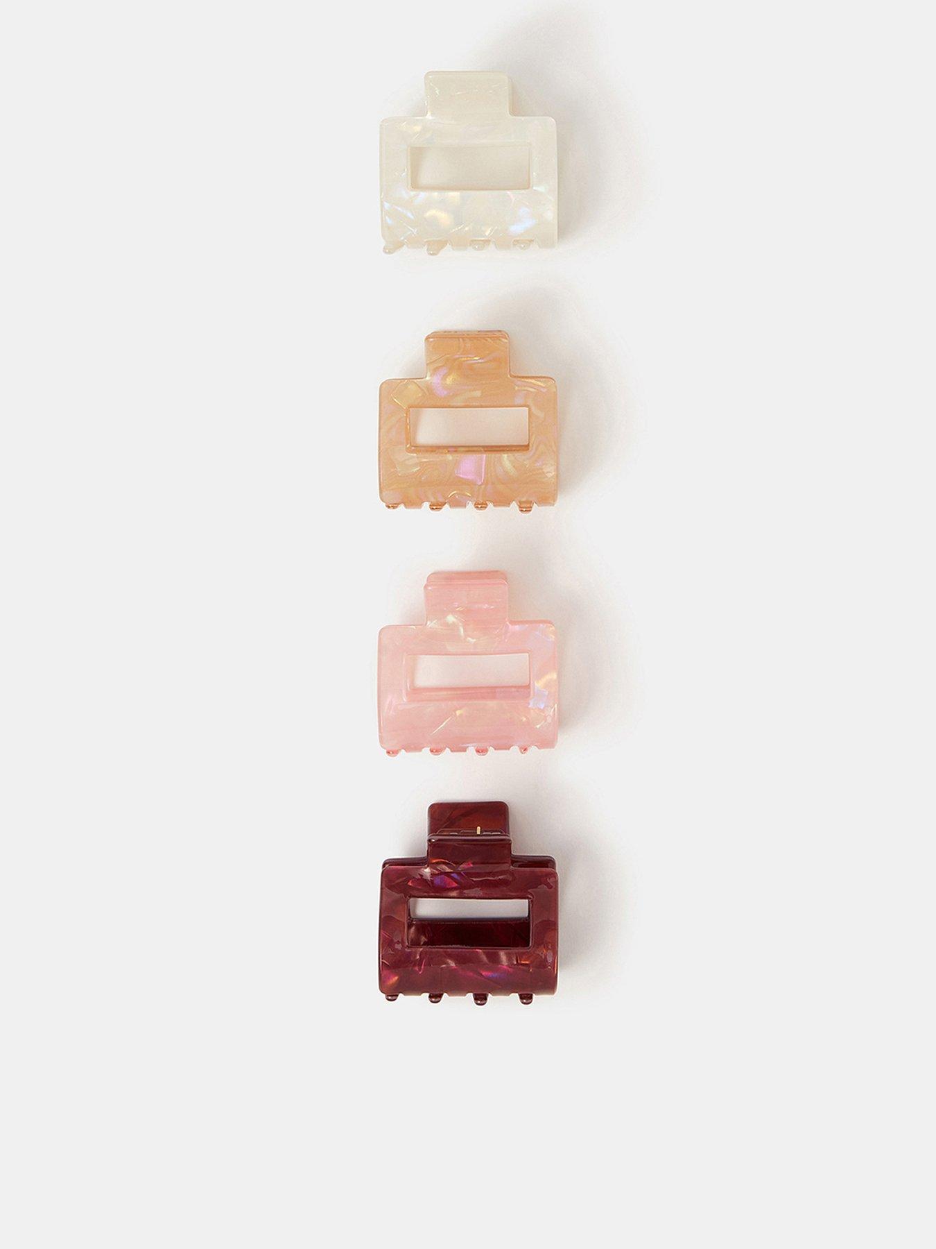 front image of accessorize-4-pack-iridescent-square-claw-clips