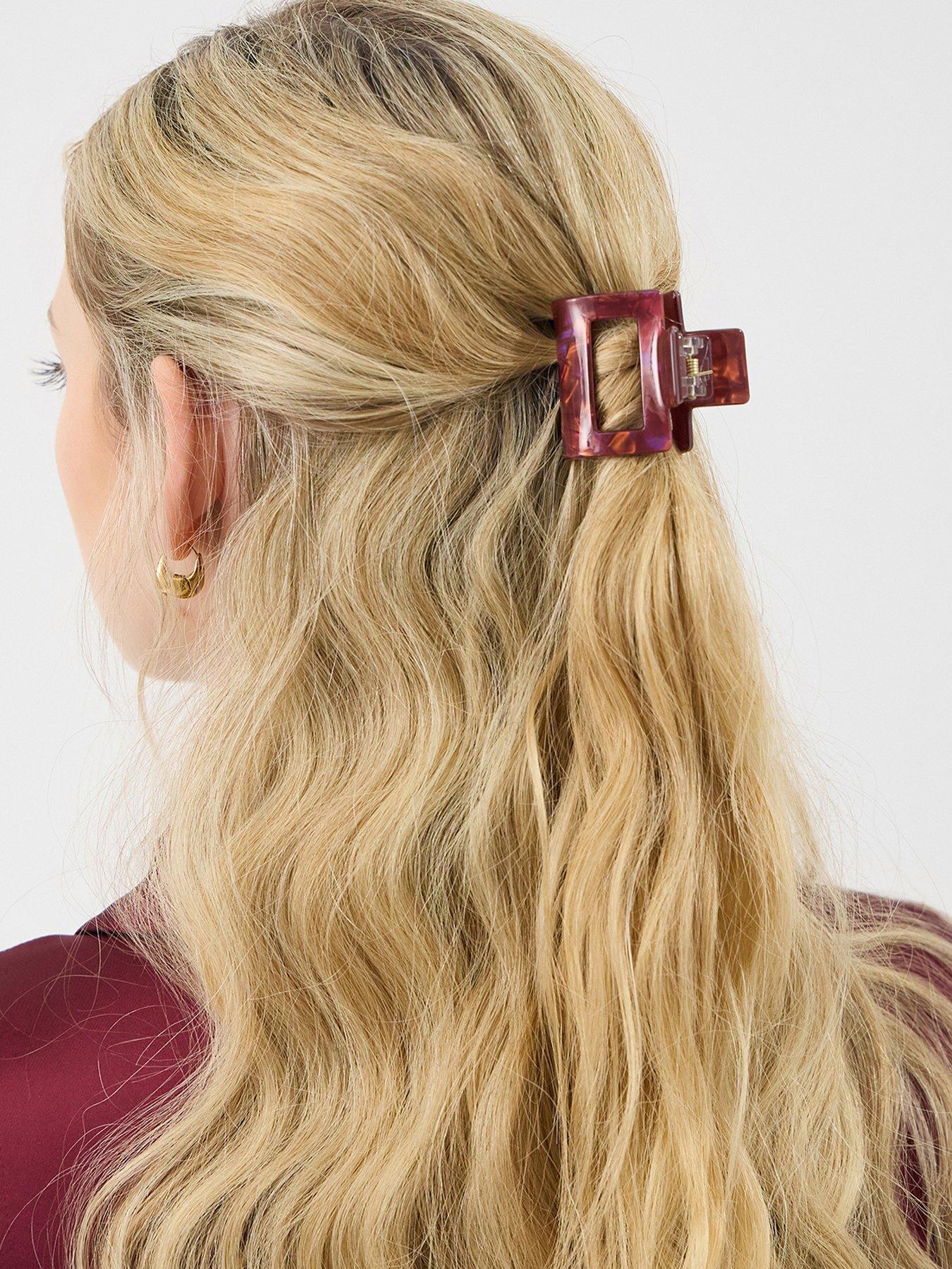 stillFront image of accessorize-4-pack-iridescent-square-claw-clips