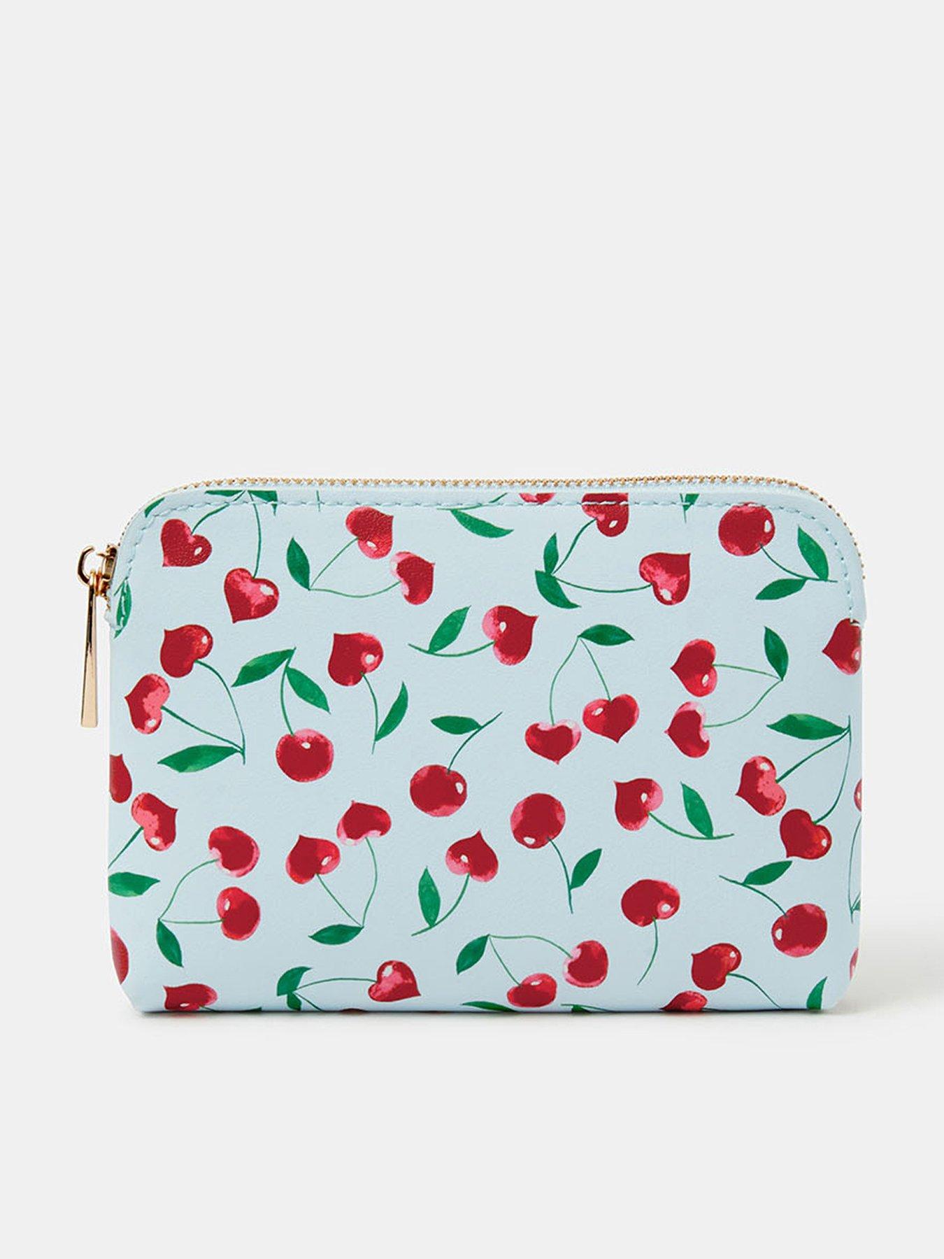 front image of accessorize-cherry-print-coin-purse