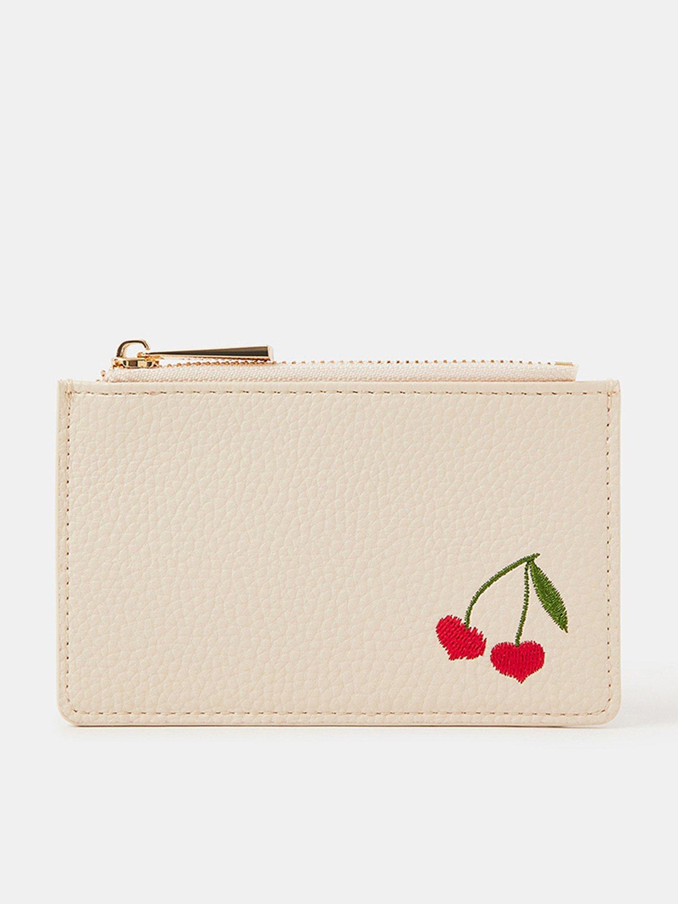 front image of accessorize-cherry-embroidered-card-holder