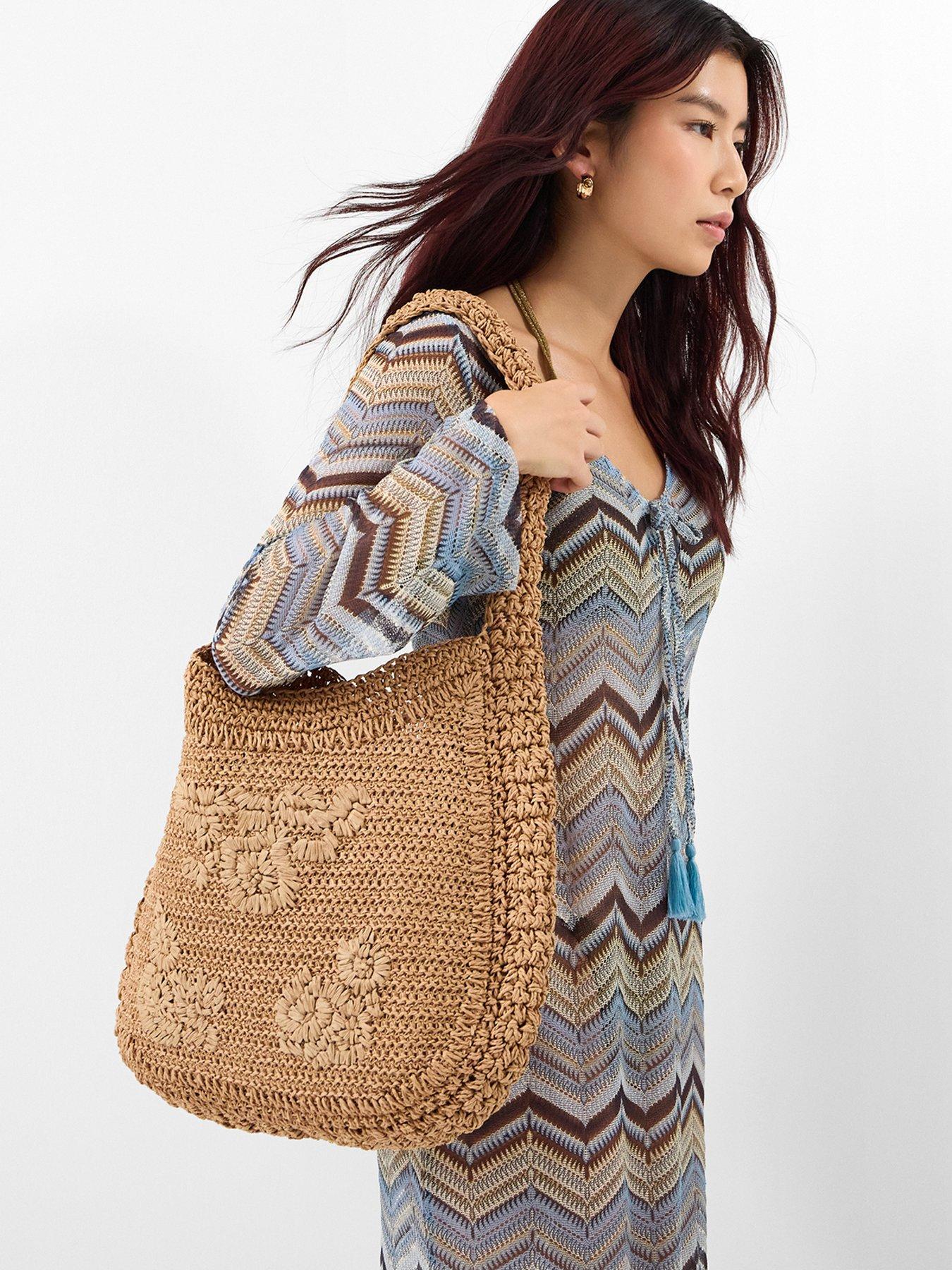 stillFront image of accessorize-slouchy-raffia-flower-bag