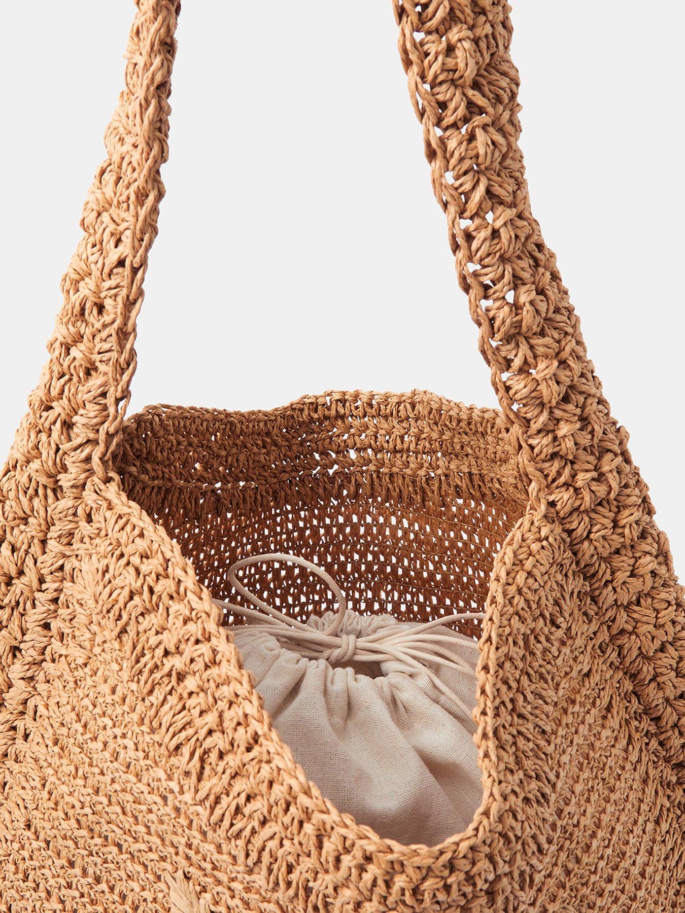  image of accessorize-slouchy-raffia-flower-bag