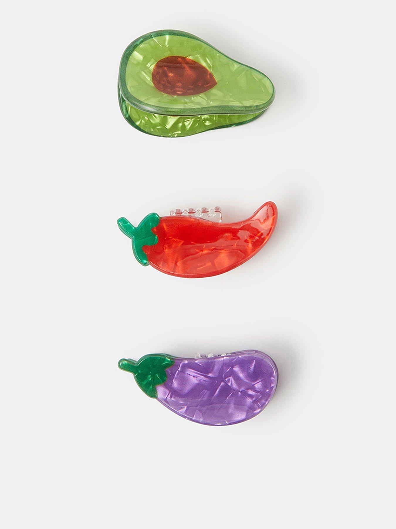 Accessorize 3-pack Mini Fruit  &  Veg Claw Clips