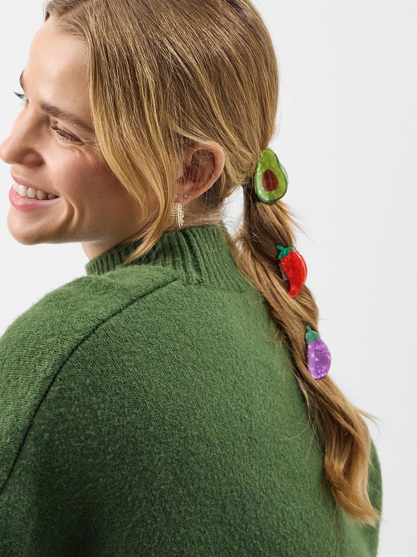  image of accessorize-3-pack-mini-fruit-amp-veg-claw-clips