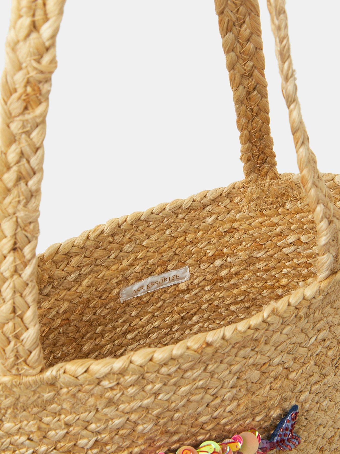  image of accessorize-beaded-fish-woven-basket-bag