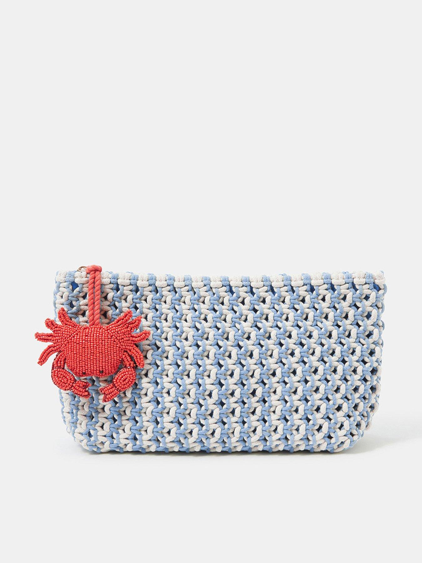 Accessorize Crab Charm Macrame Clutch Bag