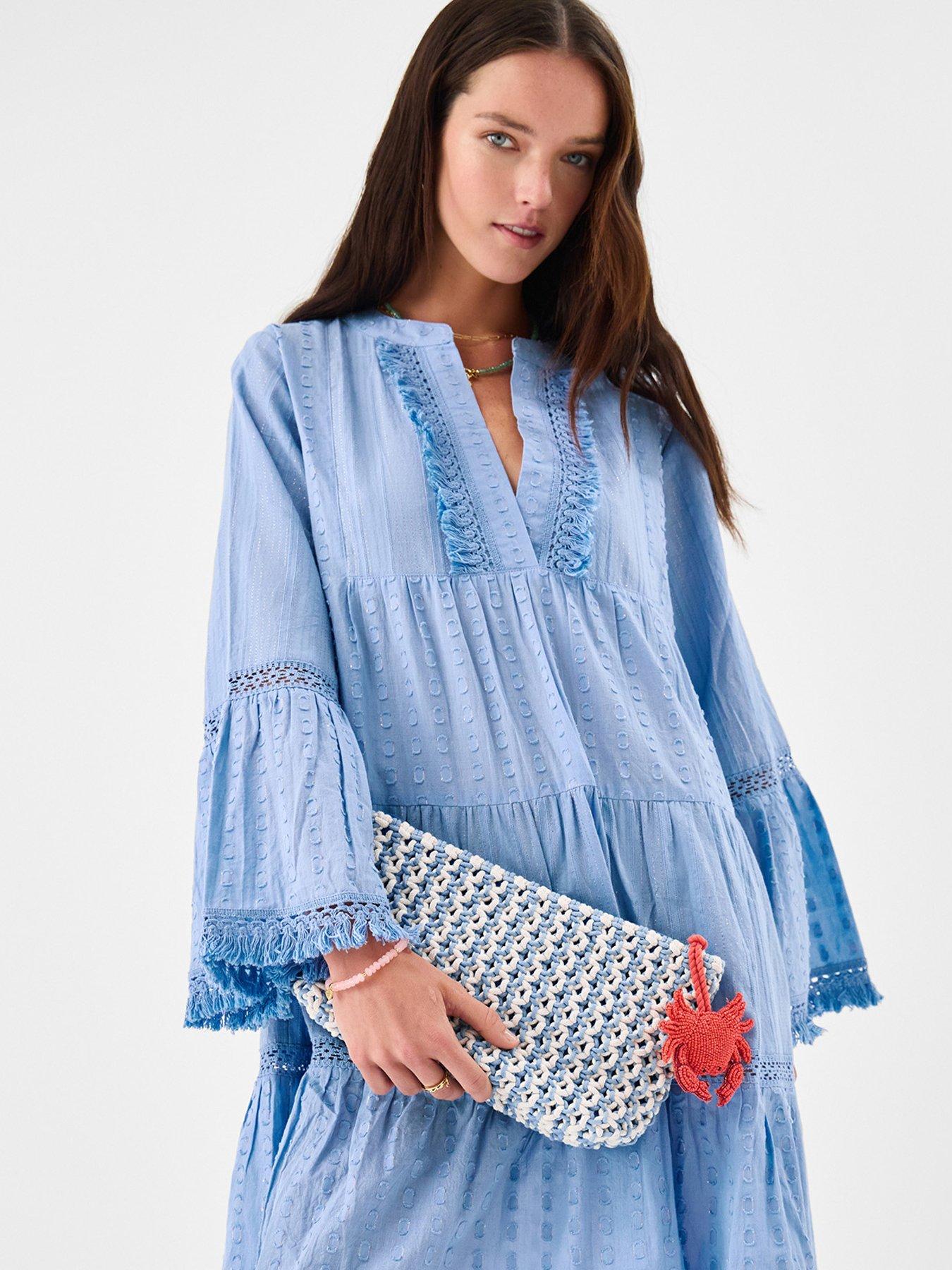  image of accessorize-crab-charm-macrame-clutch-bag