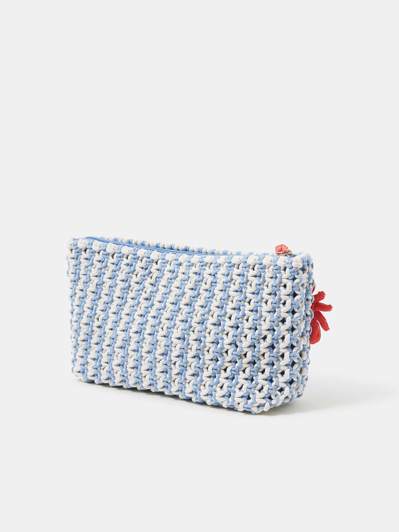  image of accessorize-crab-charm-macrame-clutch-bag