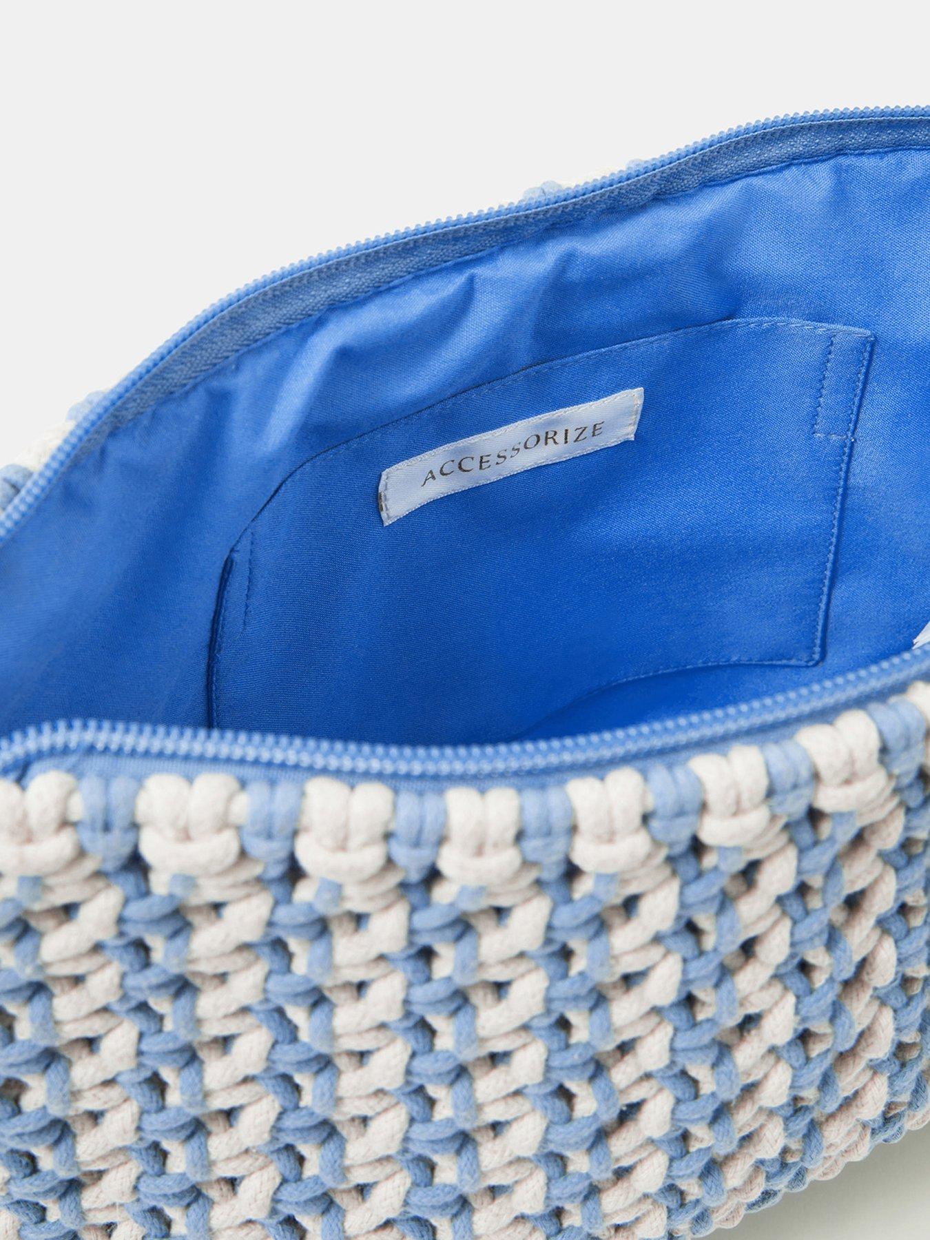  image of accessorize-crab-charm-macrame-clutch-bag