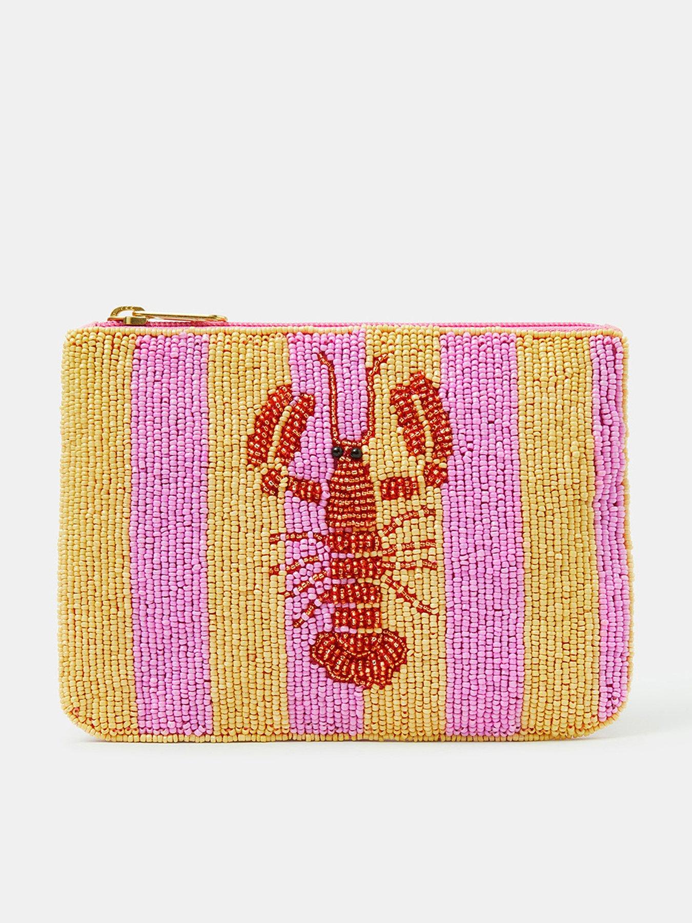 Image 1 of 3 of Accessorize Lobster Beaded Stripe Pouch