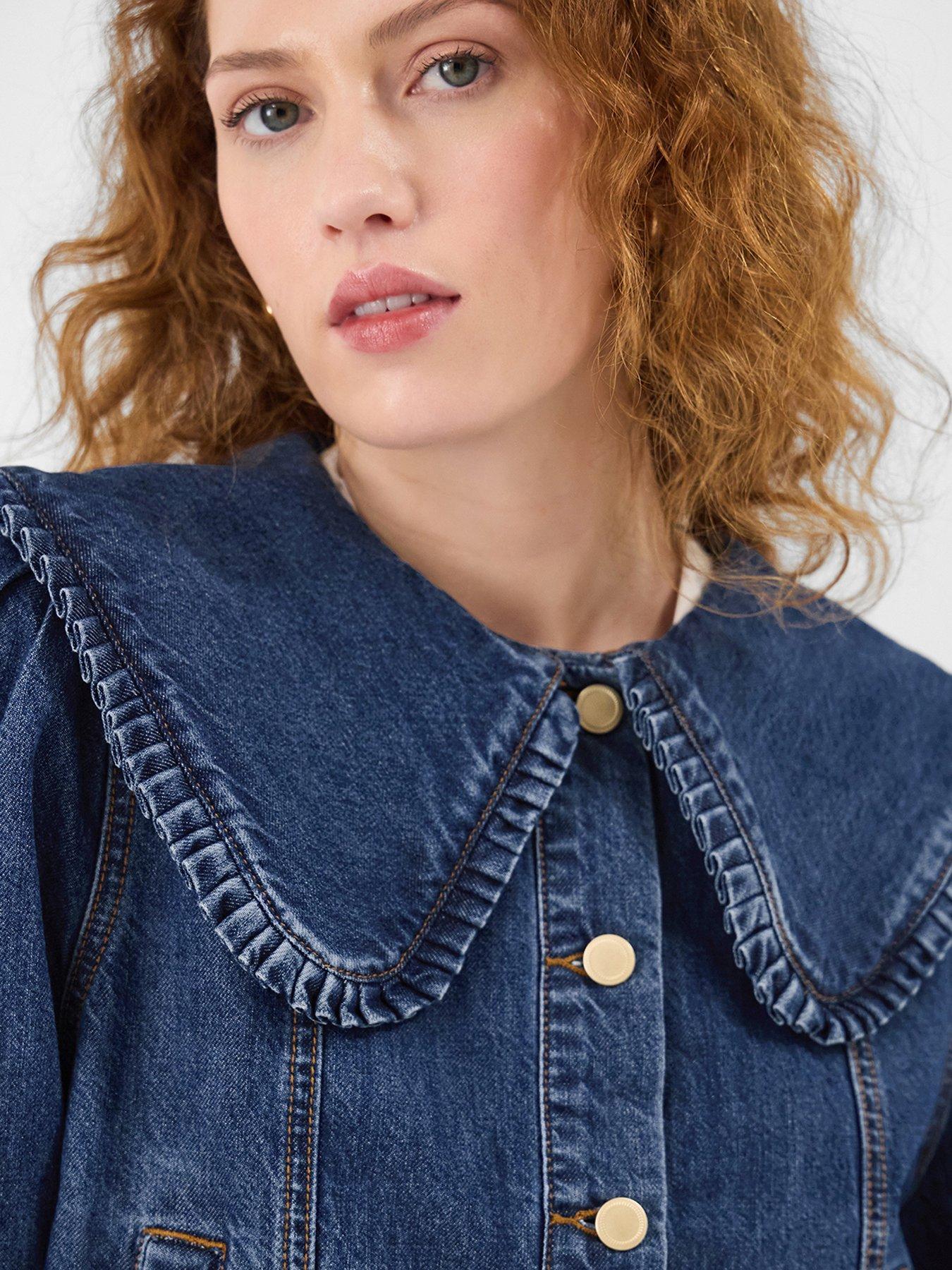  image of accessorize-frill-collar-denim-jacket