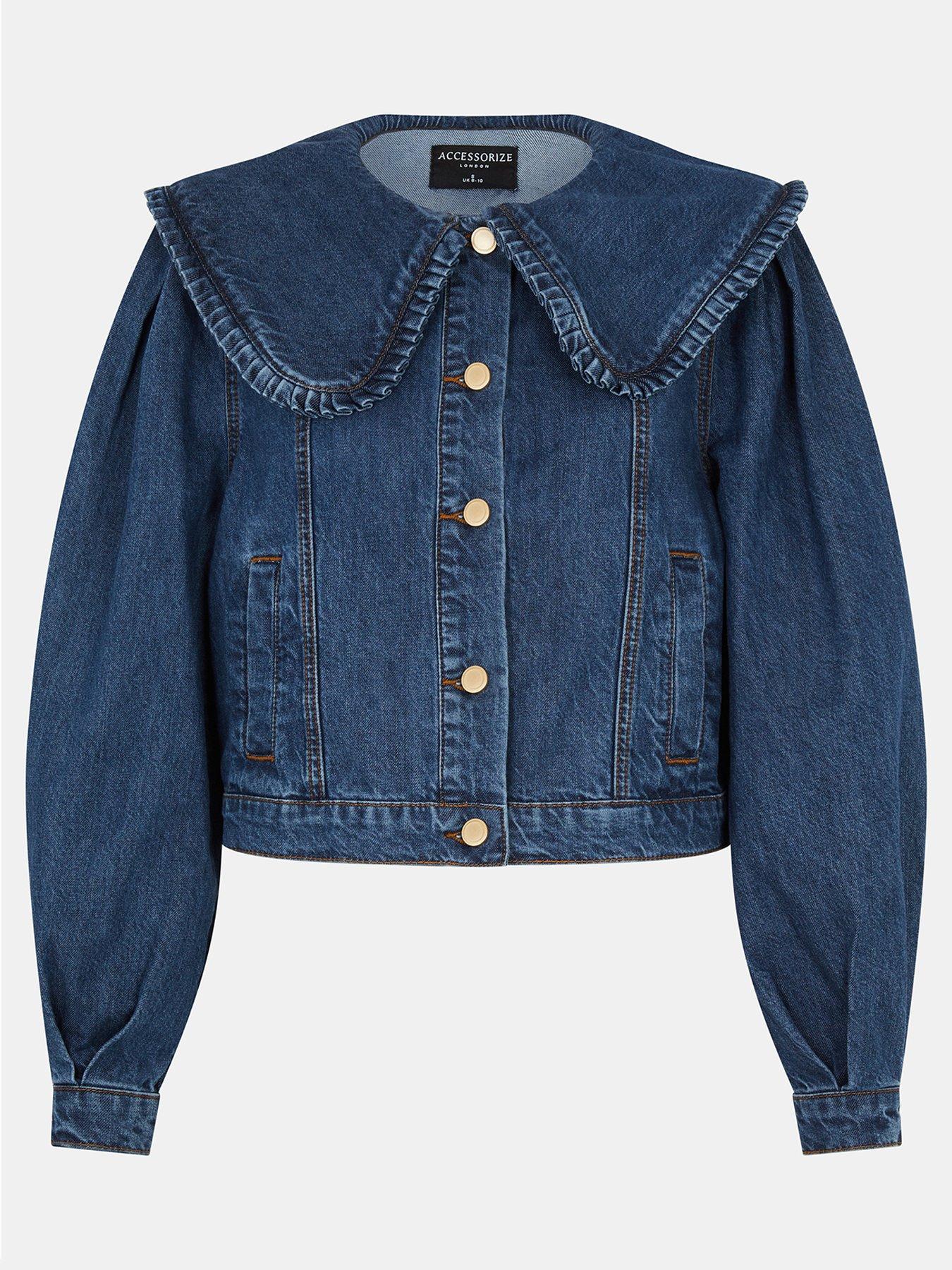  image of accessorize-frill-collar-denim-jacket