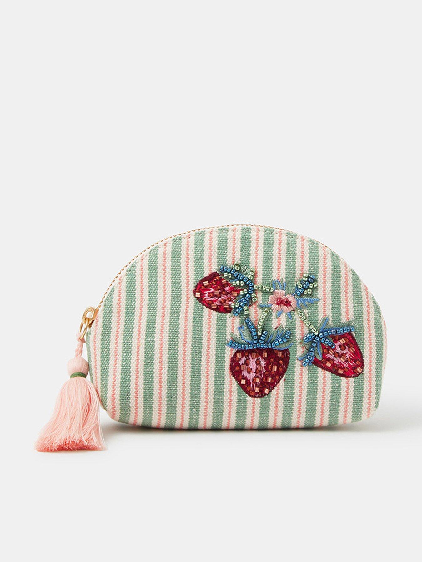 image of accessorize-embellished-strawberry-stripe-coin-purse