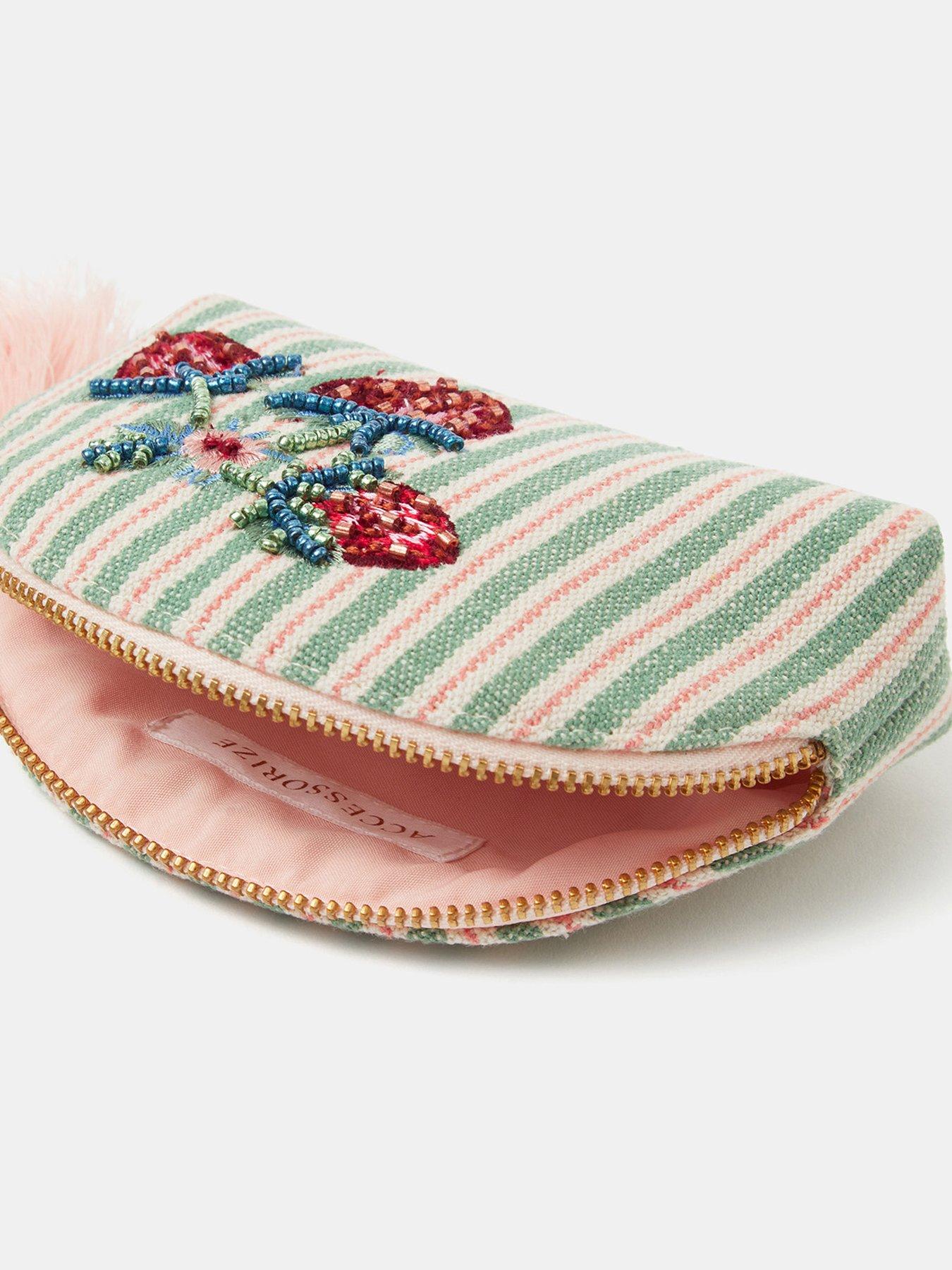  image of accessorize-embellished-strawberry-stripe-coin-purse