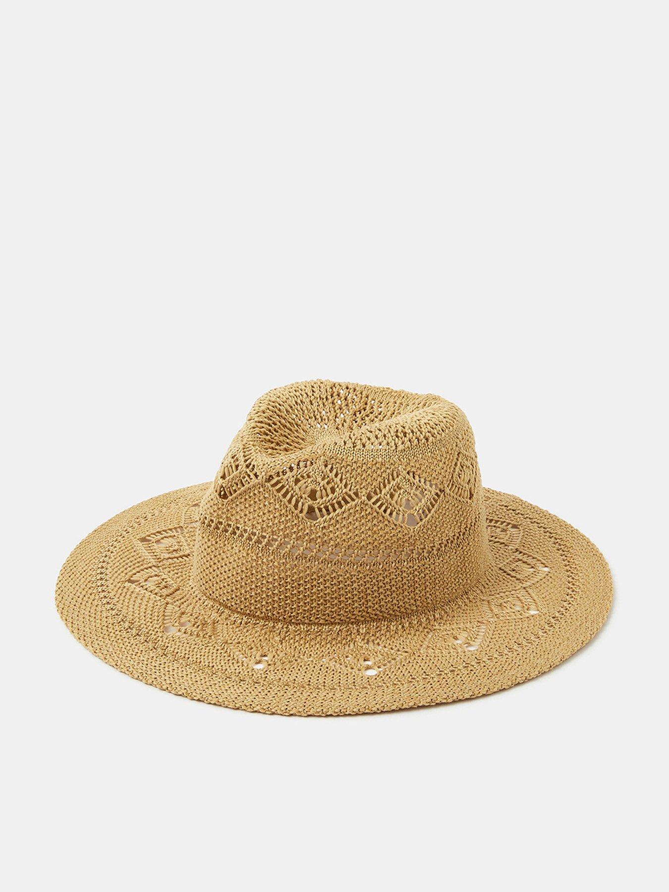 front image of accessorize-woven-fedora-hat