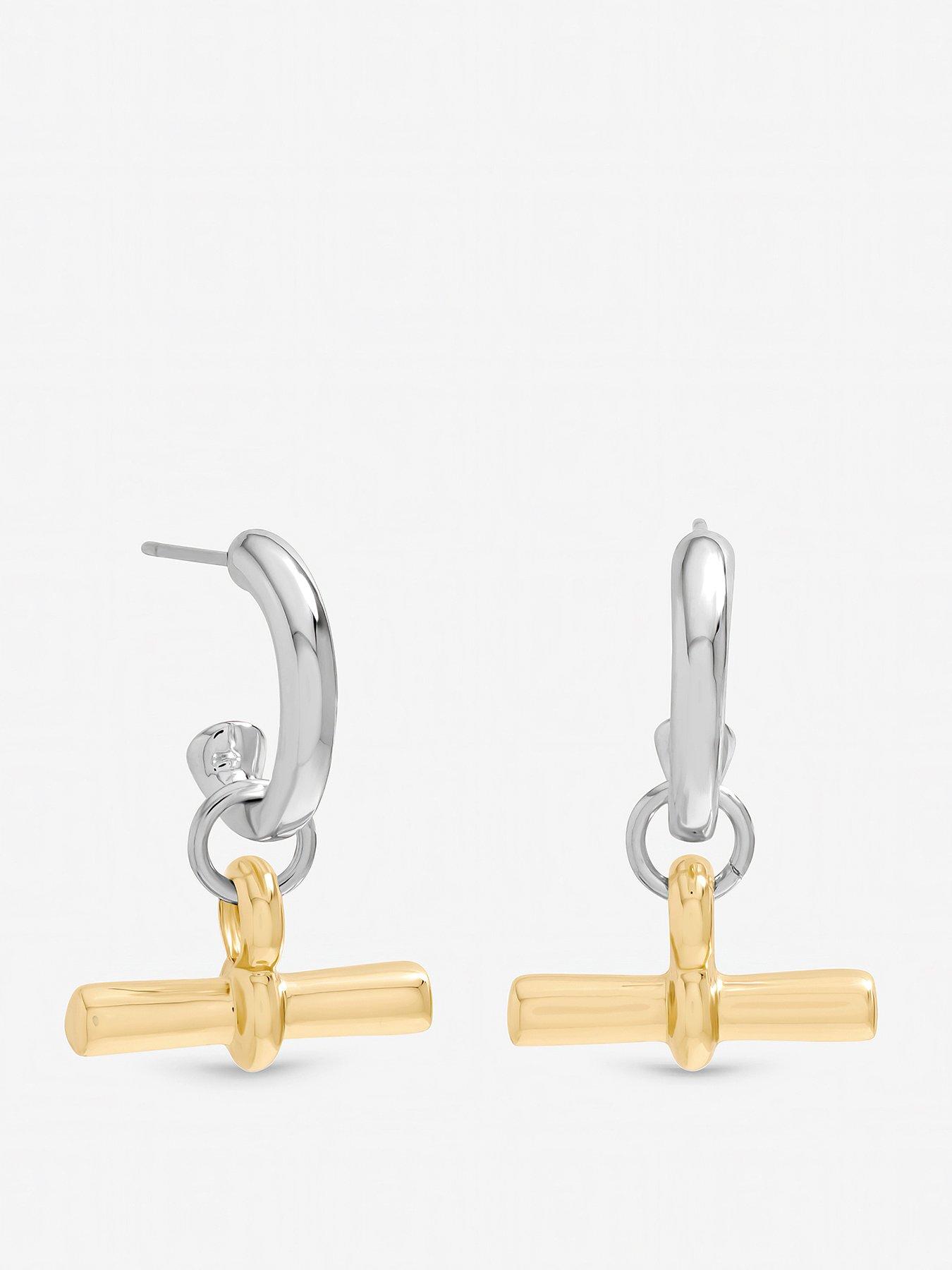 Image 1 of 2 of Inicio Two Tone T-Bar Earrings - Gift Pouch