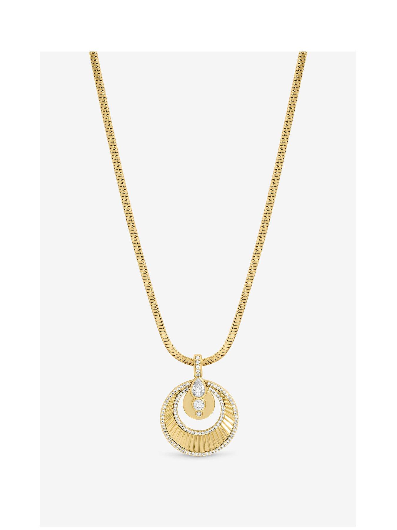  image of inicio-two-tone-and-crystal-disk-pendant-gift-pouch