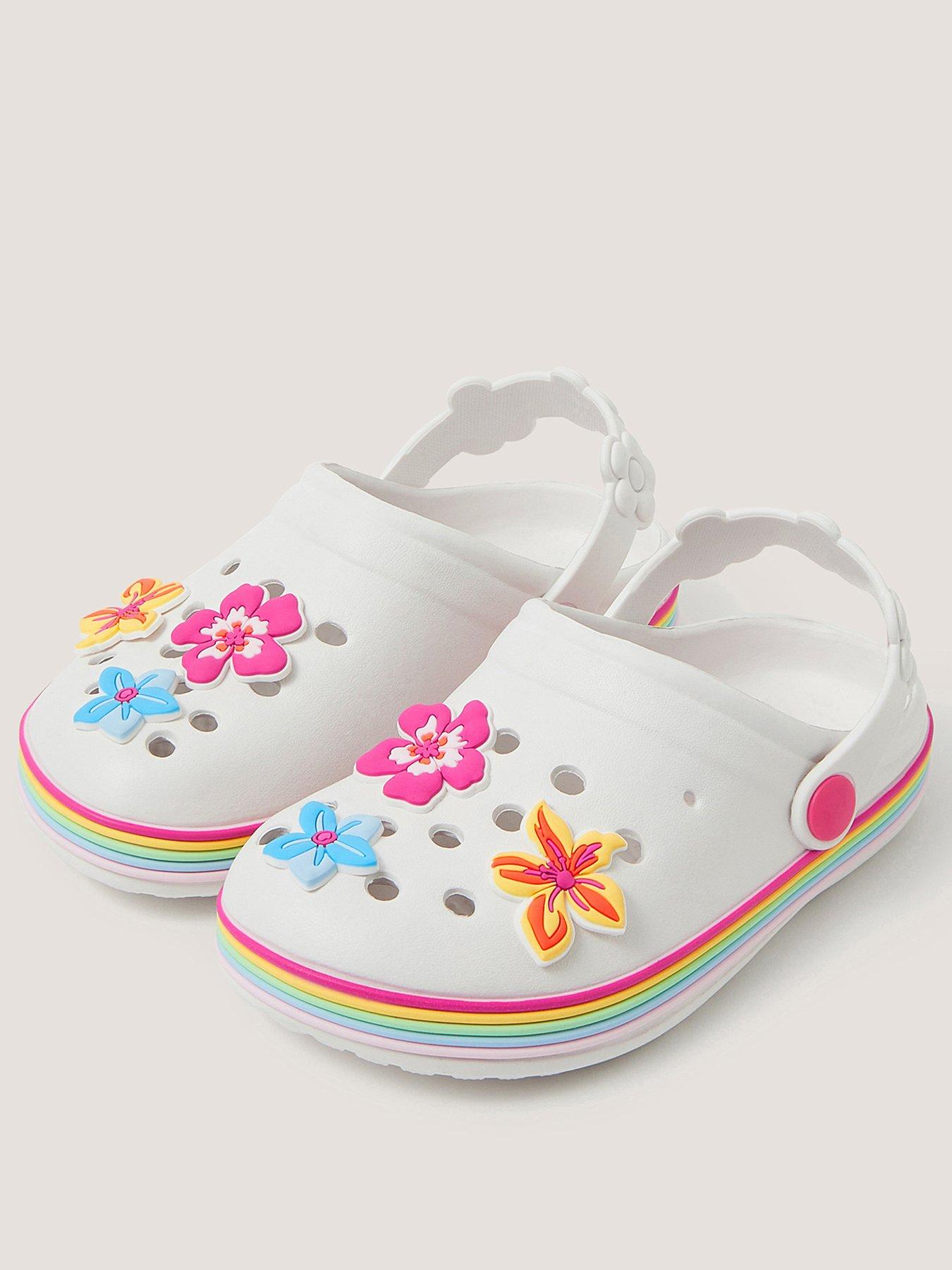  image of monsoon-girls-beach-flower-clogs-white
