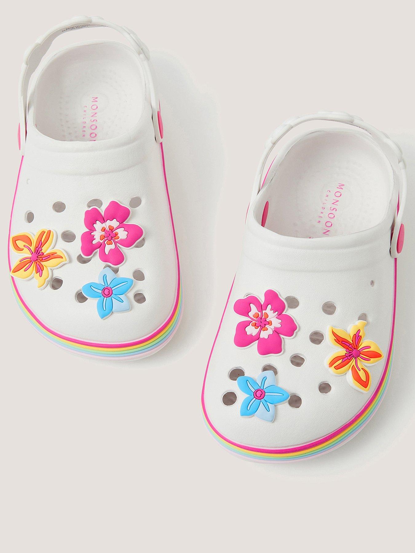  image of monsoon-girls-beach-flower-clogs-white