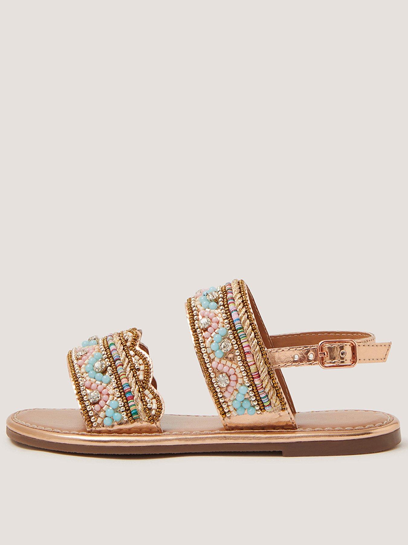 Monsoon Girls Pastel Scallop Bead Sandals - Multi