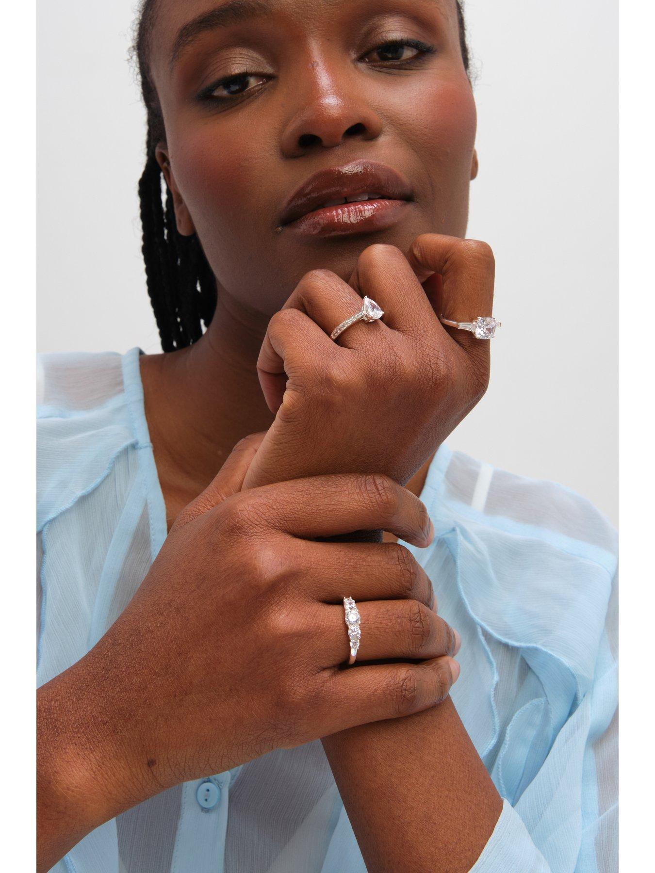  image of inicio-sterling-silver-plated-cubic-zirconia-trilogy-engagement-ring-gift-pouch