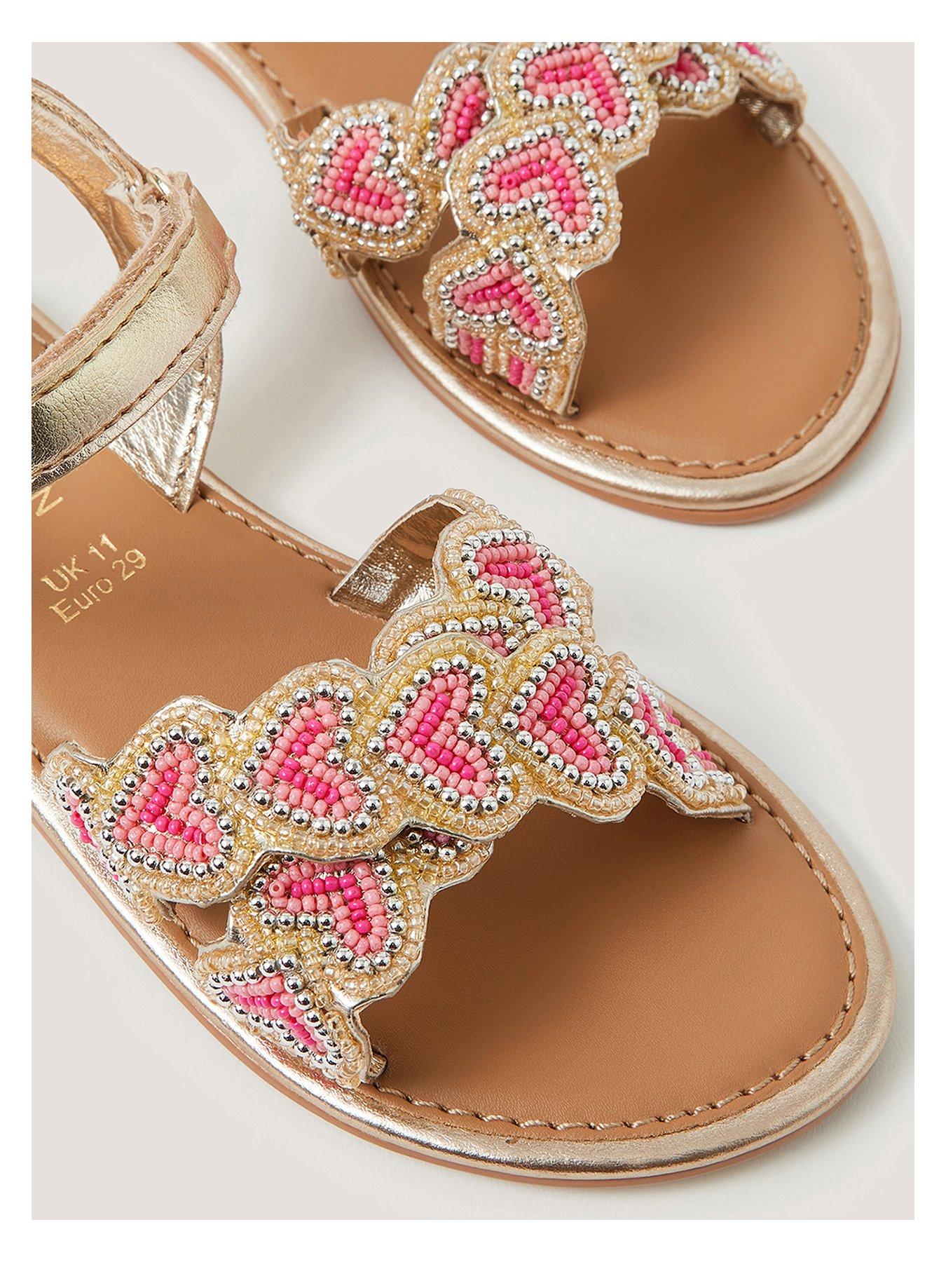 Image 3 of 3 of Monsoon Girls Heart Beaded Sandals - Multi