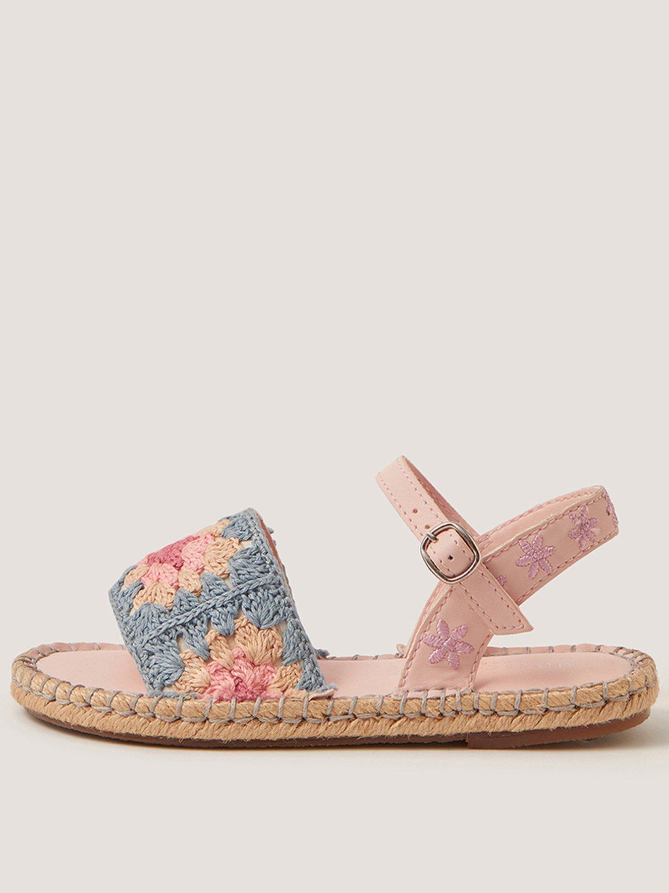 Monsoon Girls Pastel Crochet Espadrille Sandals - Multi