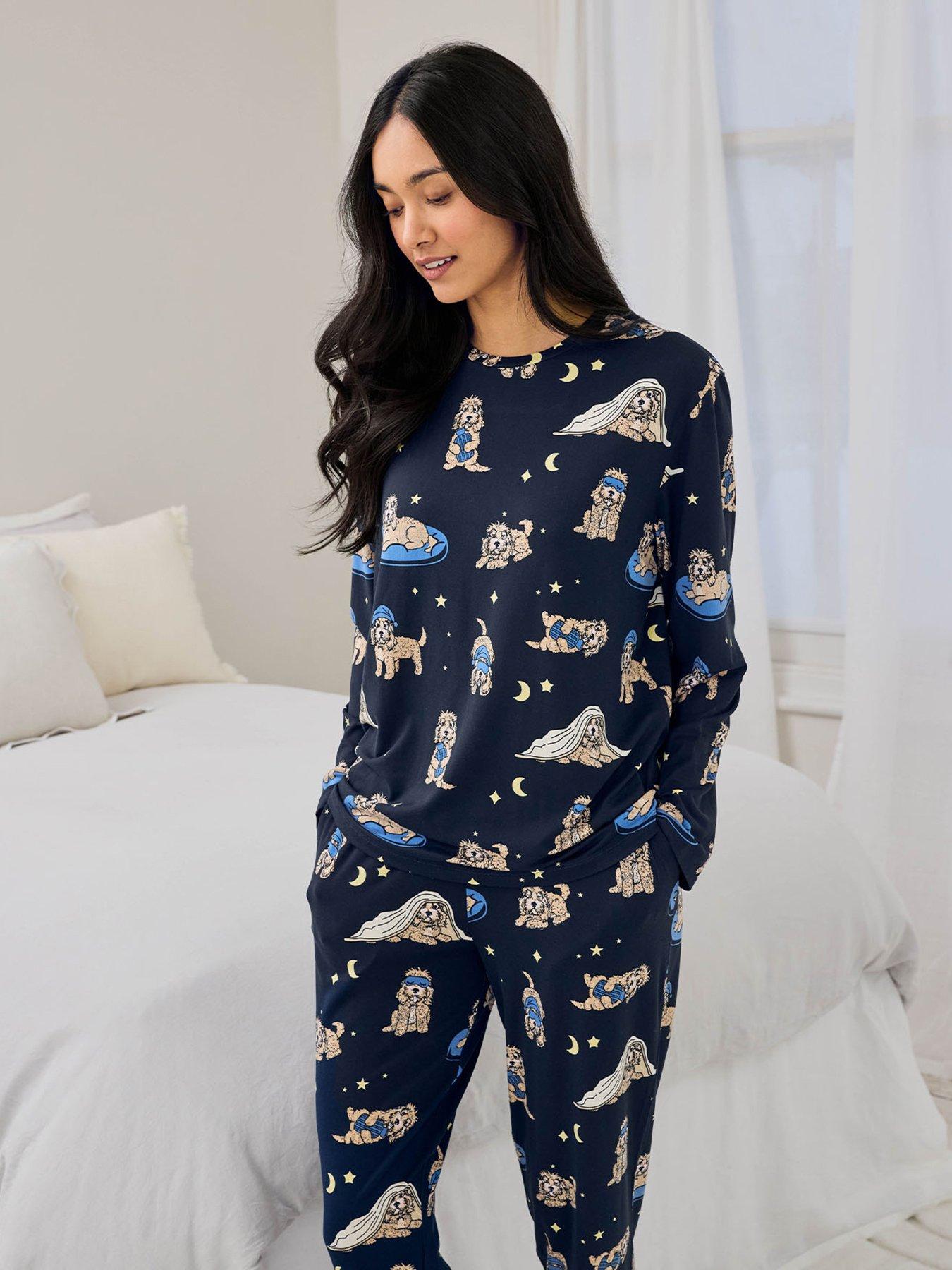 Image 3 of 5 of CHELSEA PEERS Cockapoo Snooze Print Long Pyjama Set