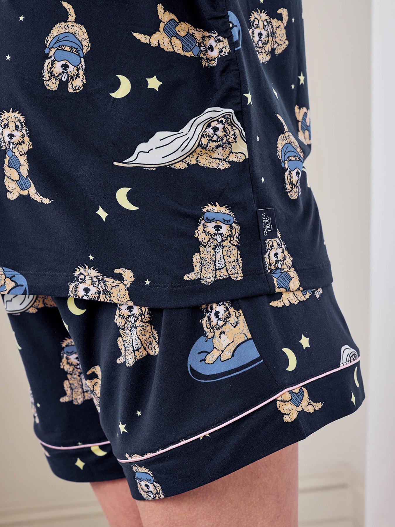 image of chelsea-peers-maternity-cockapoo-snooze-print-short-pyjama-set