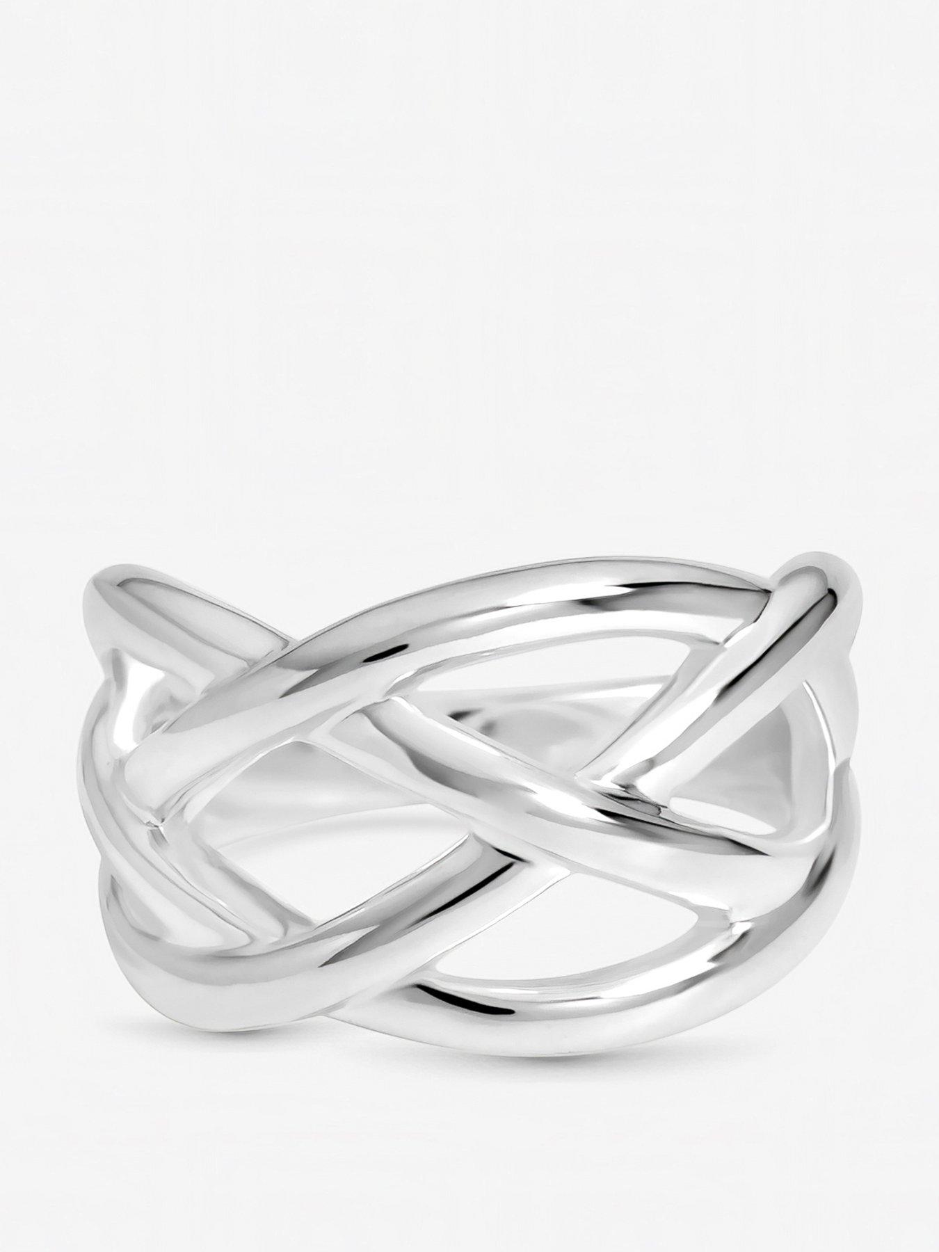 Inicio Inicio Sterling Silver Plated Statement Open Polished Ring - Gift Pouch