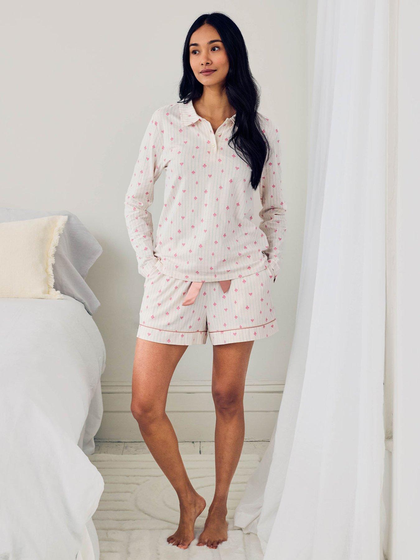 CHELSEA PEERS Chelsea Peers Cotton Suit Stripe Print Short Pyjama Set