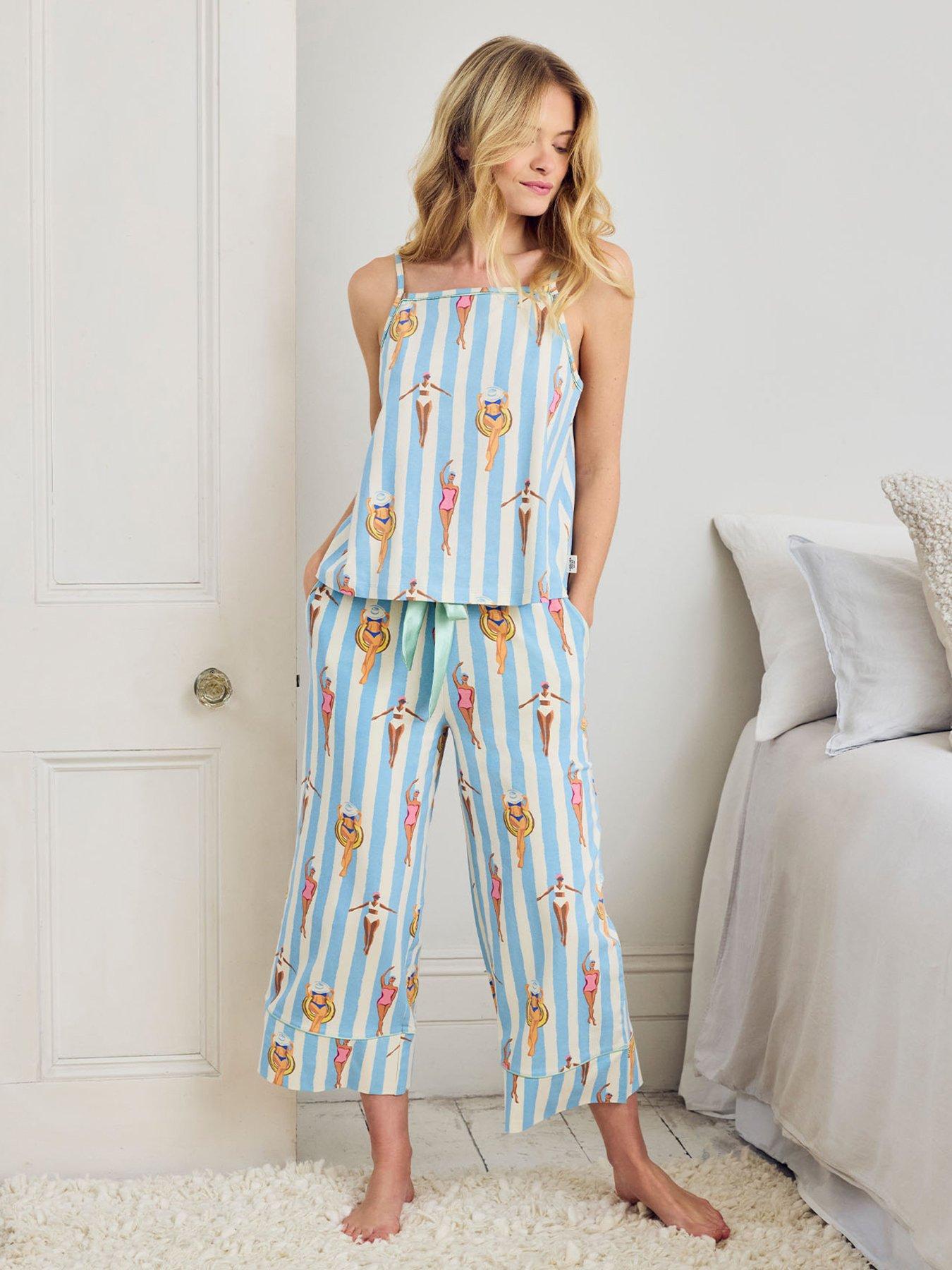 CHELSEA PEERS Swimming Society Stripe Print Cami Long Pyjama Set