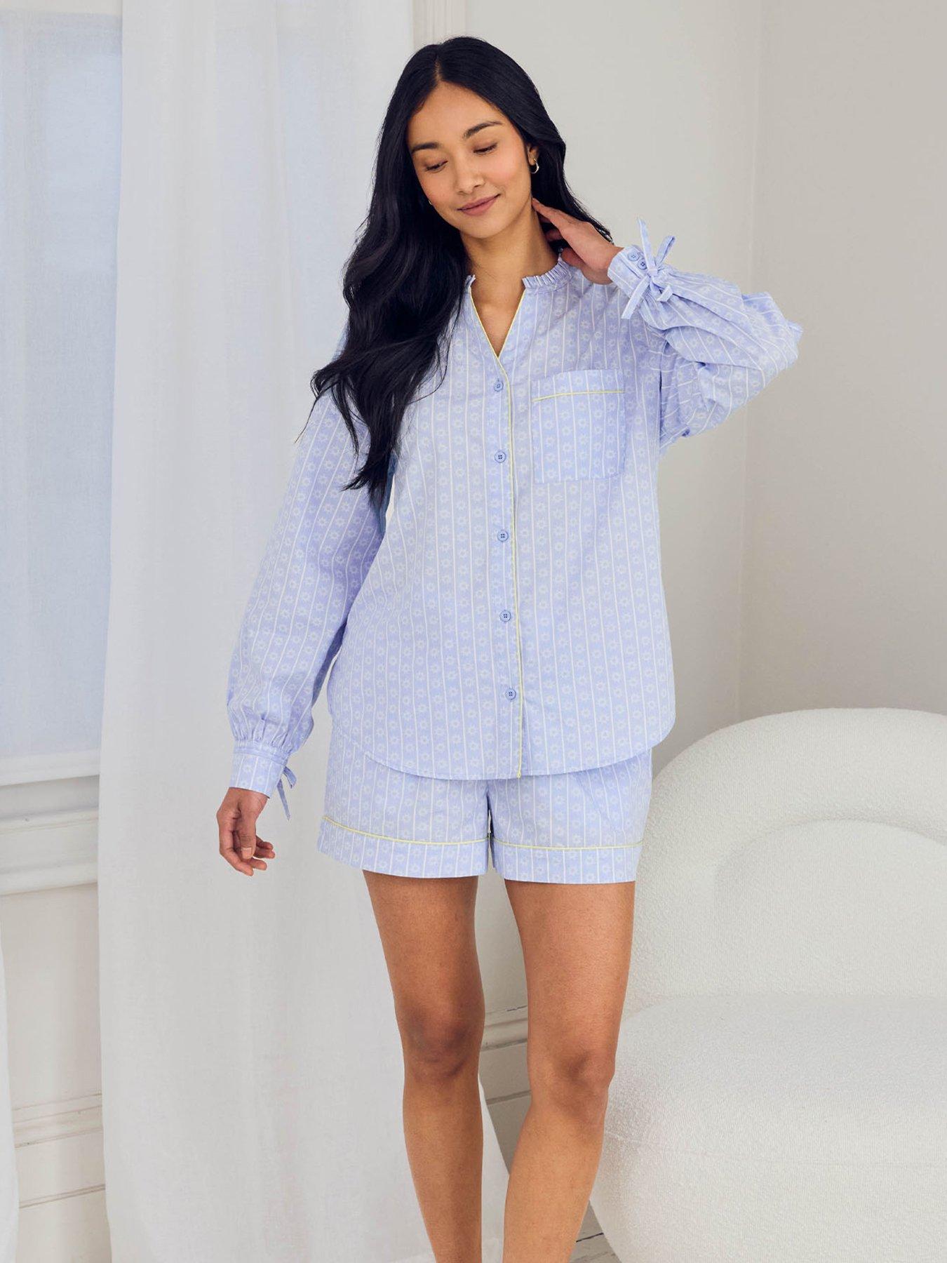 Image 4 of 6 of CHELSEA PEERS Chelsea Peers&nbsp;Cotton Soleil Stripe Print Short Pyjama Set