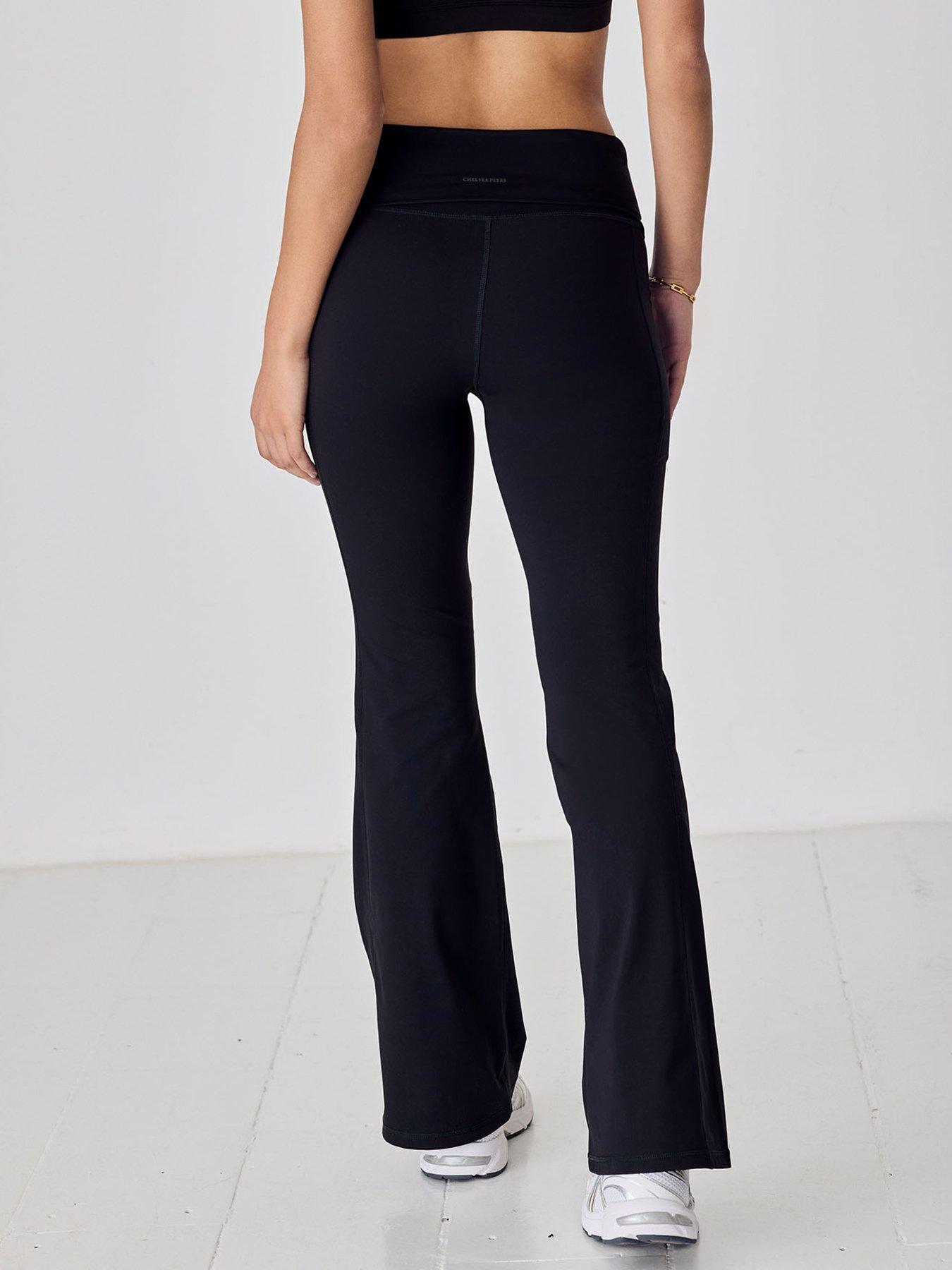 Image 2 of 6 of CHELSEA PEERS Softsculpt Folded Waist Flared Leggings - Black