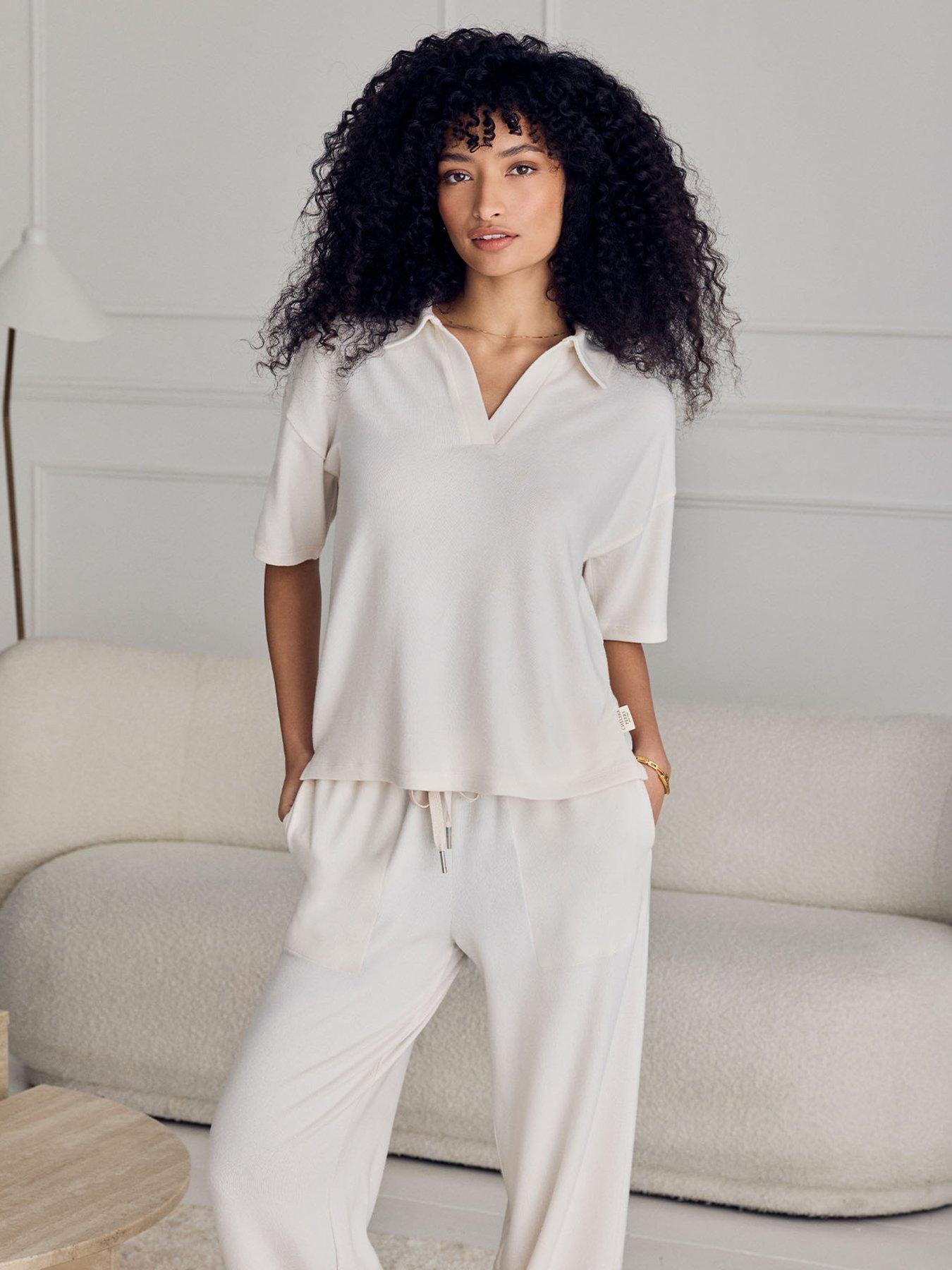 Image 4 of 6 of CHELSEA PEERS Slub-knit Joggers - Cream
