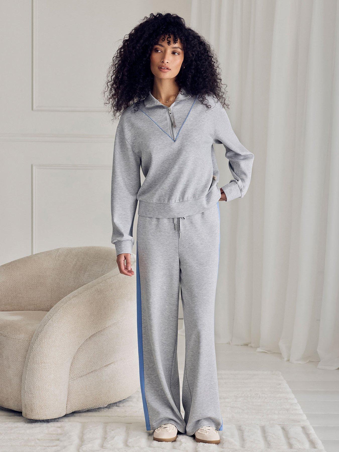 Image 3 of 6 of CHELSEA PEERS Luxecomfort Scuba Side Stripe Joggers - Grey