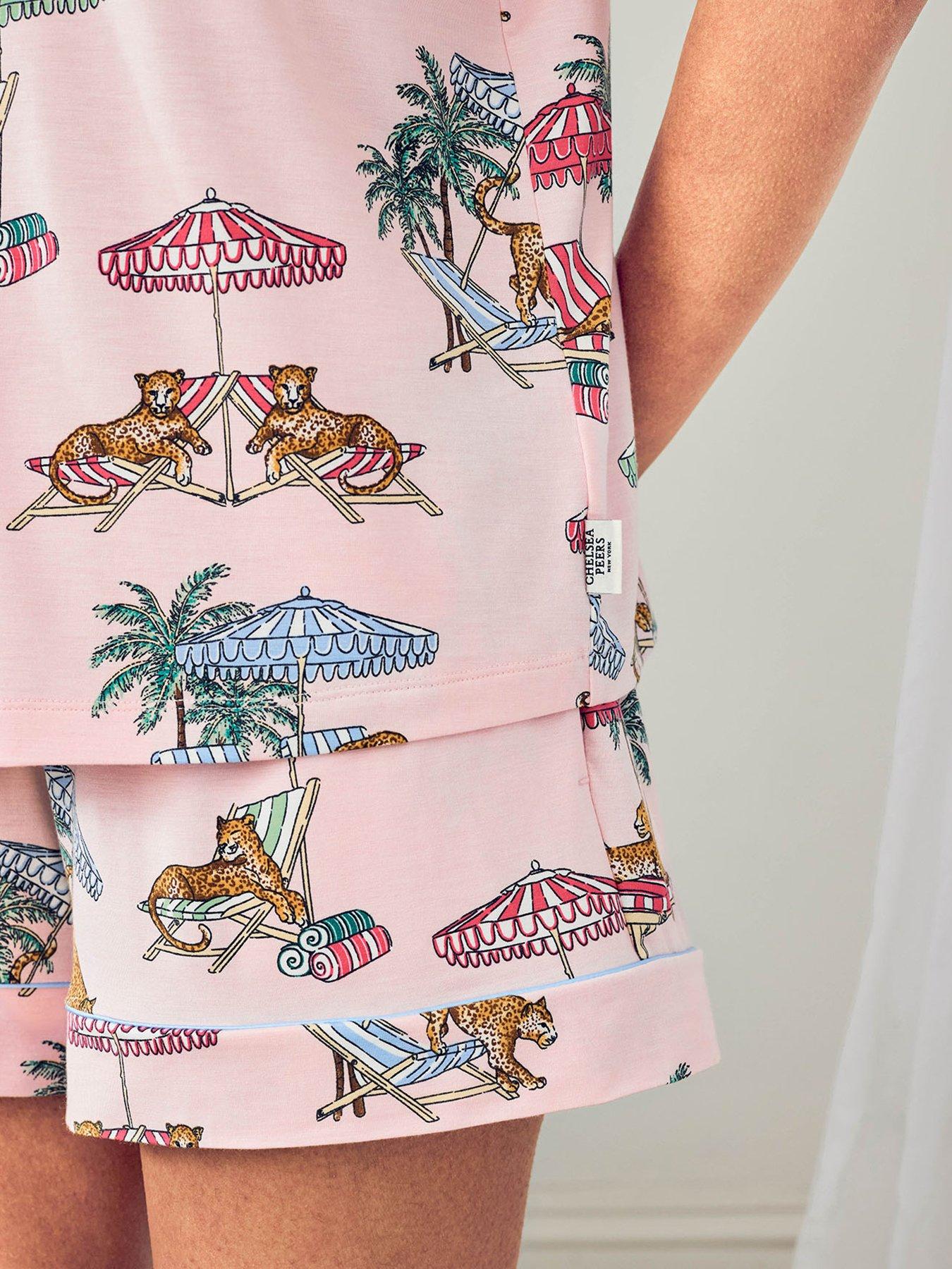 Image 6 of 6 of CHELSEA PEERS Chelsea Peers&nbsp;Modal Lounging Leopards Print Short Pyjama Set