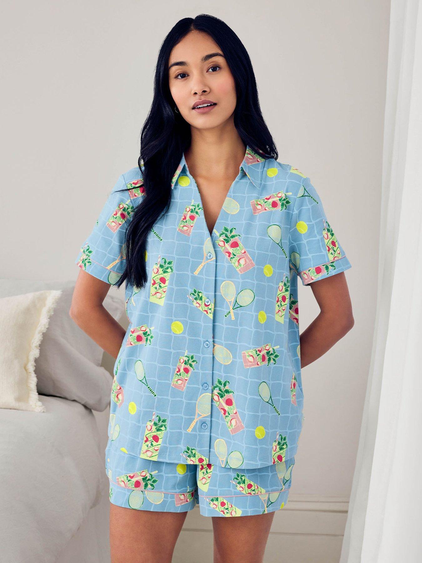 CHELSEA PEERS Tennis  &  Cocktails Print Short Pyjama Set