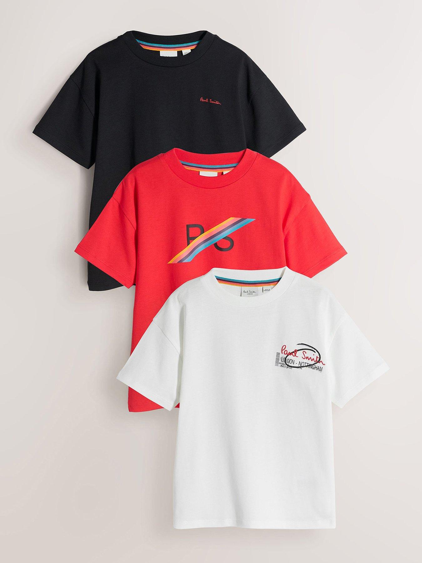 Image 1 of 5 of Paul Smith Junior Boys Graphic T-Shirts 3 Pack - Red/Black/White