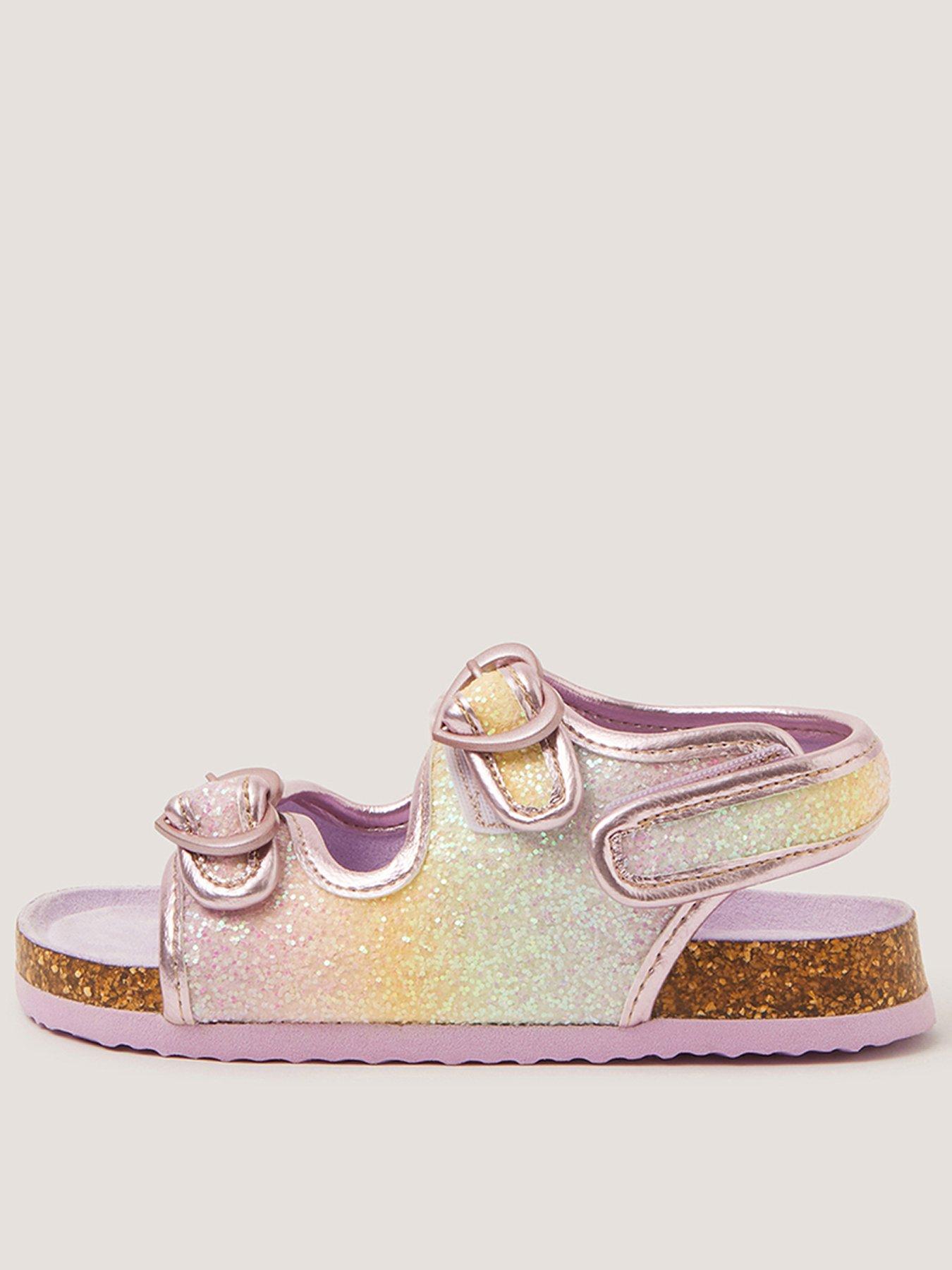 Monsoon Girls Rainbow Cork Glitter Sandals - Multi