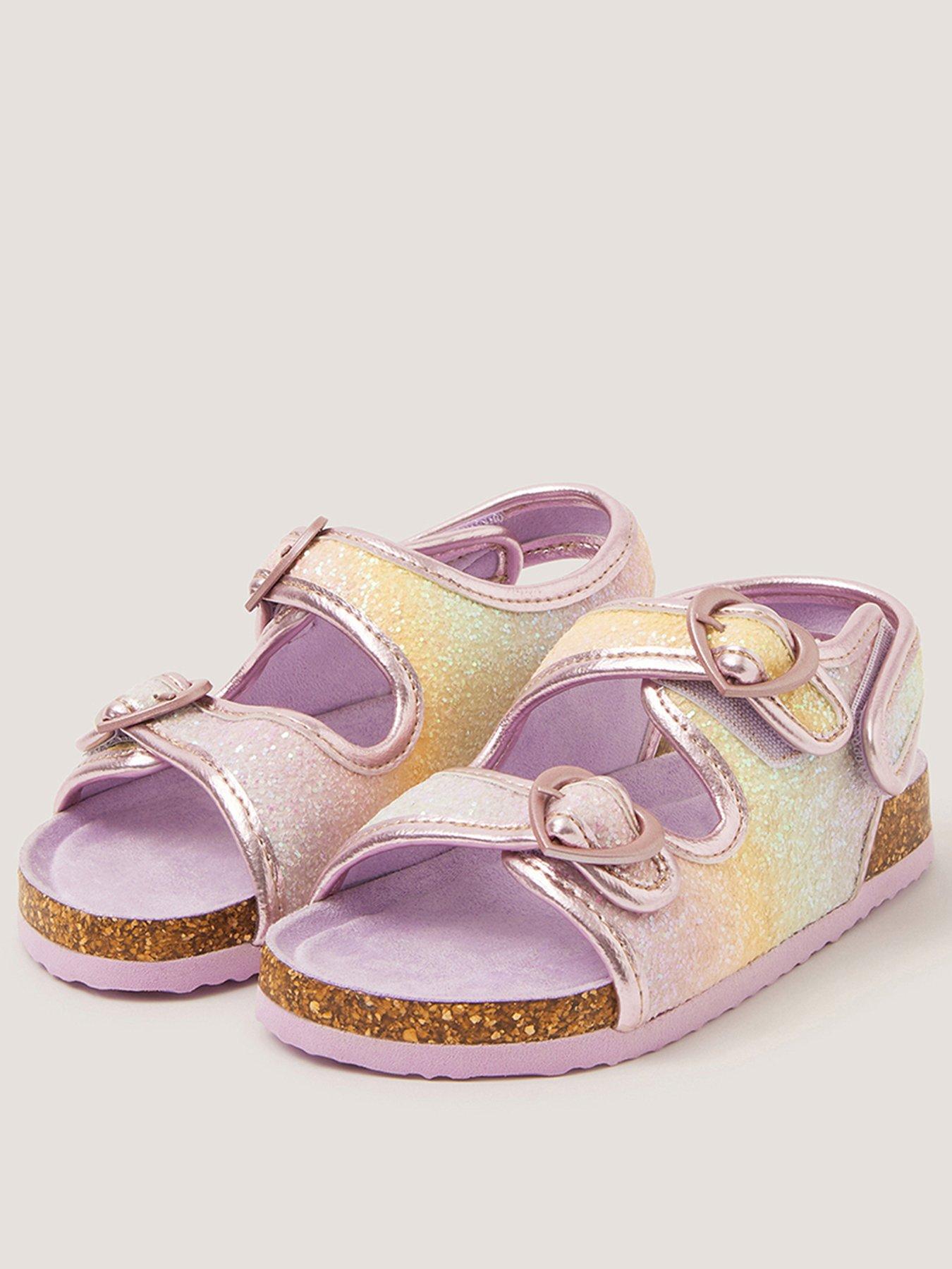 Image 2 of 3 of Monsoon Girls Rainbow Cork Glitter Sandals - Multi