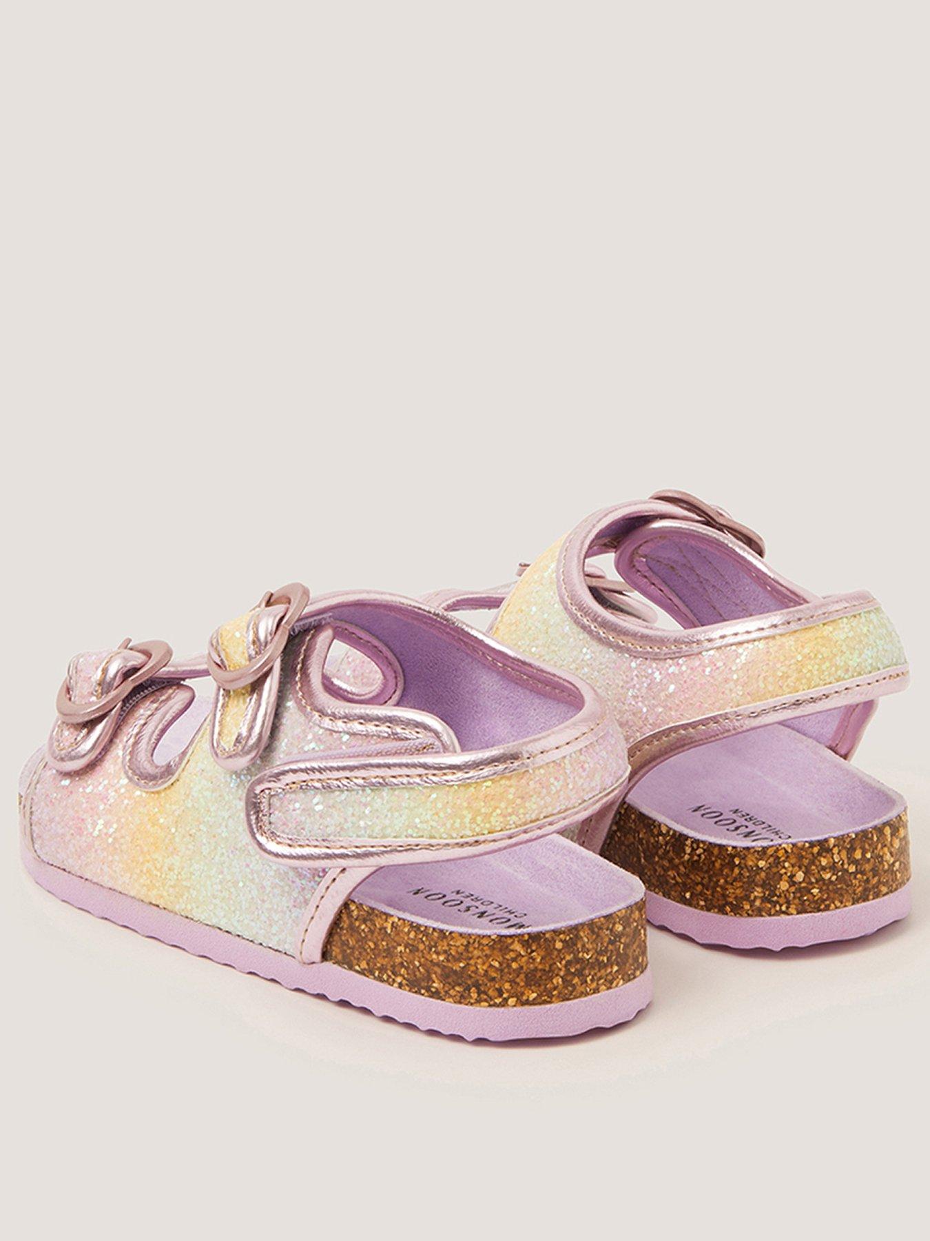 Image 3 of 3 of Monsoon Girls Rainbow Cork Glitter Sandals - Multi