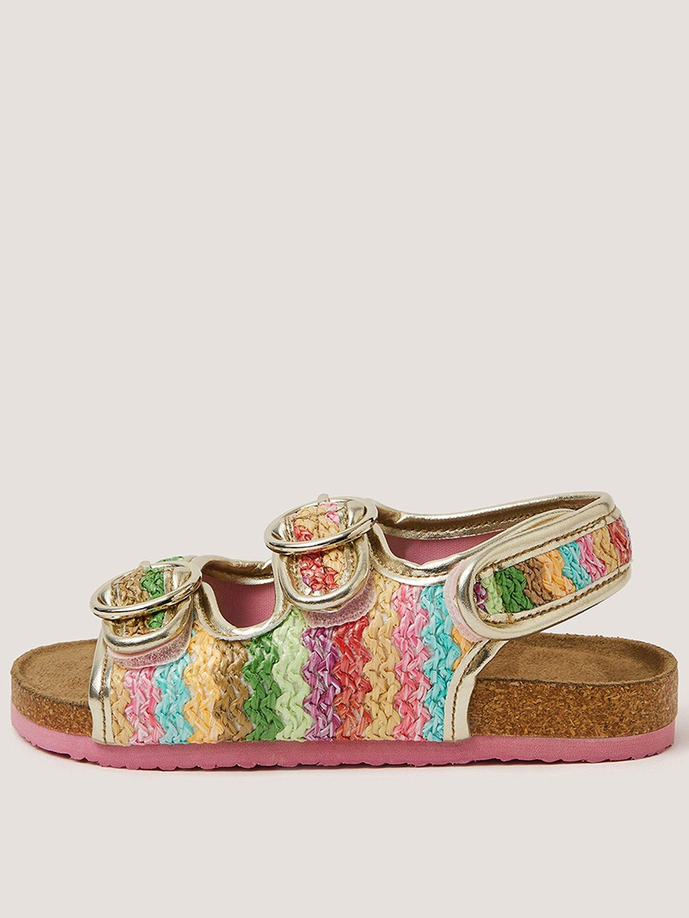 Image 1 of 3 of Monsoon Girls Rainbow Corkbed Sandals - Multi