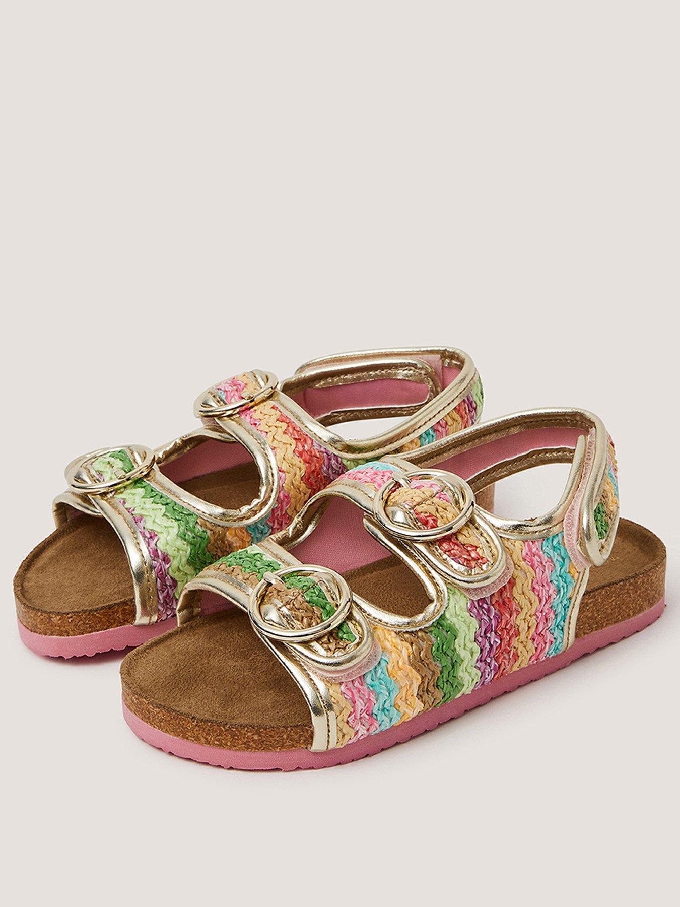 Image 2 of 3 of Monsoon Girls Rainbow Corkbed Sandals - Multi