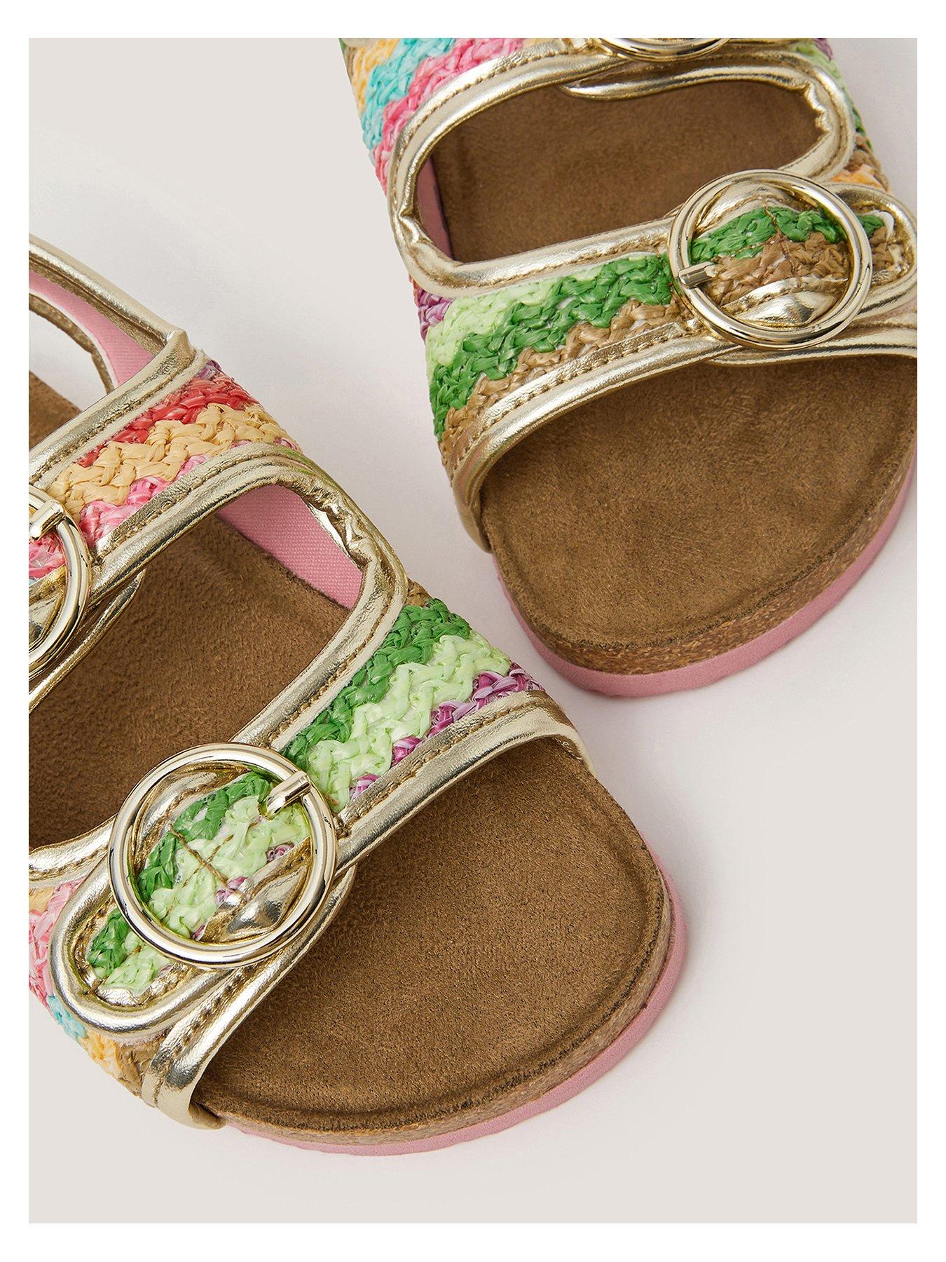 Image 3 of 3 of Monsoon Girls Rainbow Corkbed Sandals - Multi